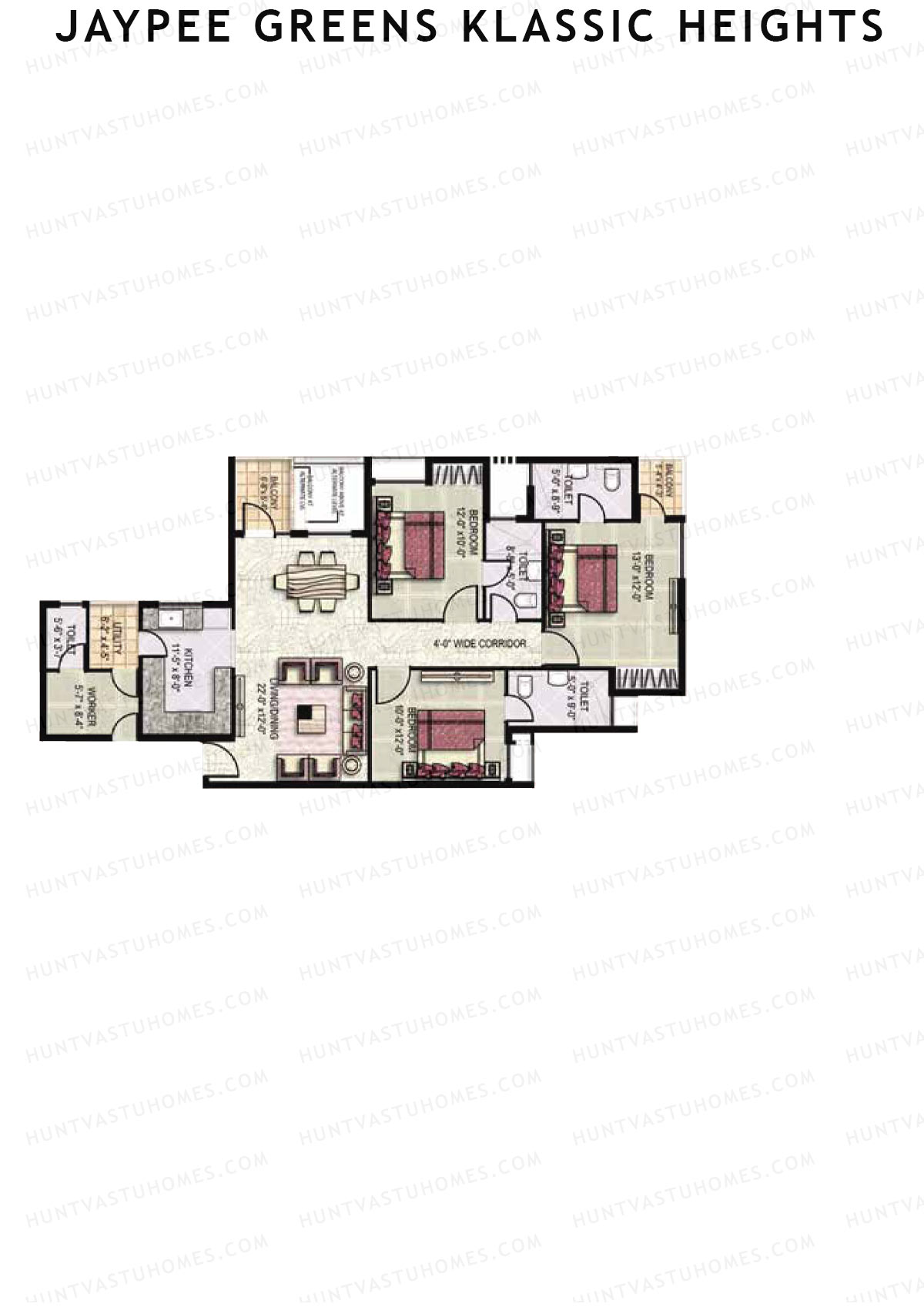 Jaypee Greens Klassic Heights Tower D4 Unit 1 Floor Plan