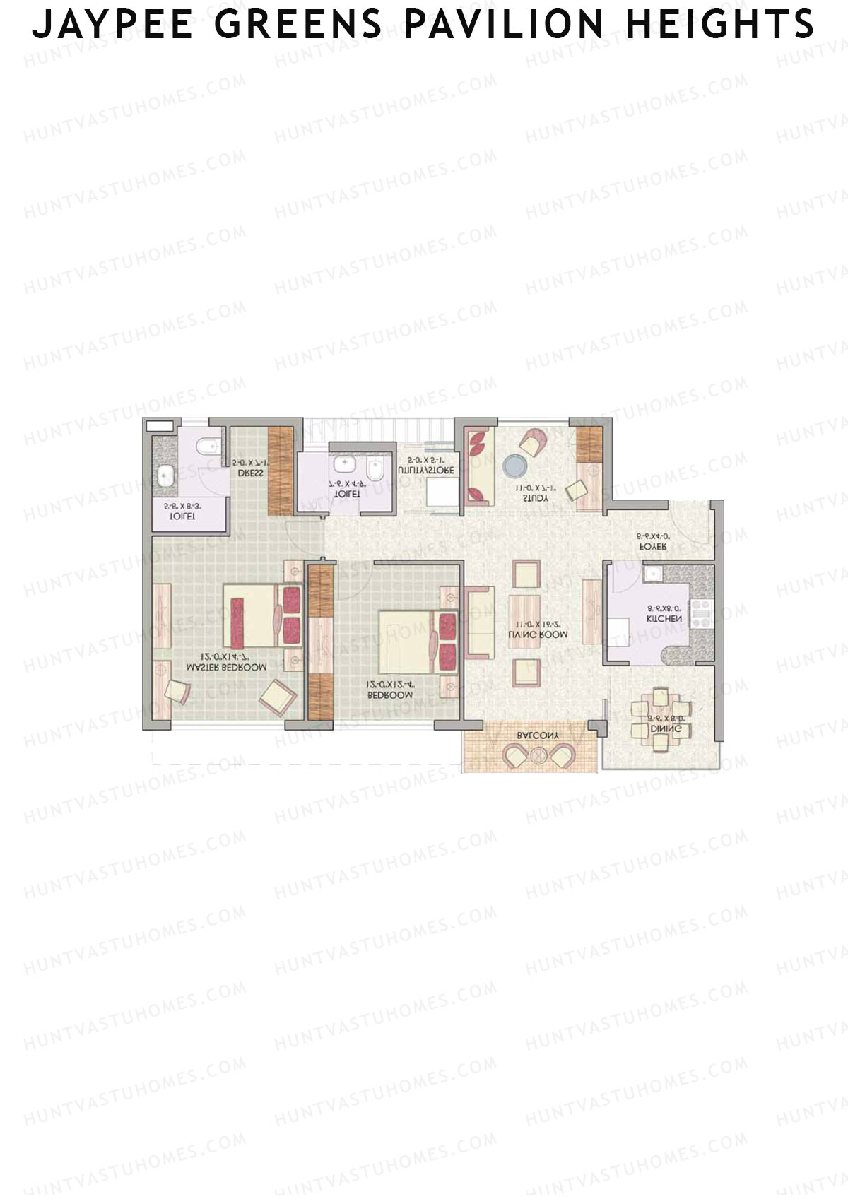 Jaypee Greens Pavilion Heights, Tower 2, Unit 6, 2BHK, Super Area 1240   sq ft 