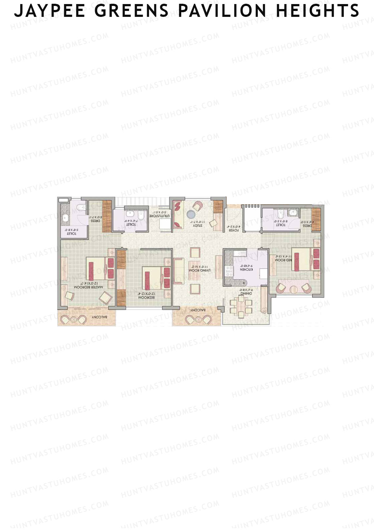 Jaypee Greens Pavilion Heights, Tower 3, Unit 8, 3BHK, Super Area 1650   sq ft 
