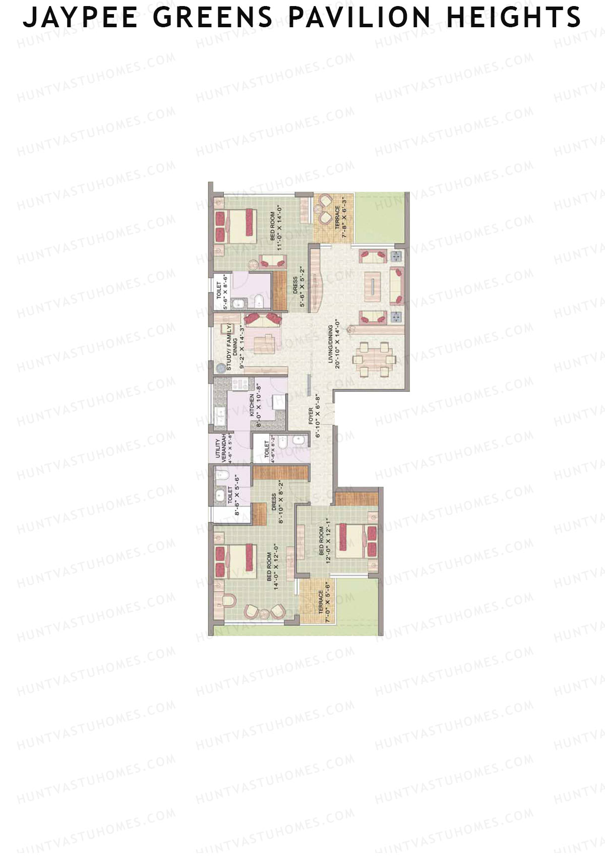 Jaypee Greens Pavilion Heights, Tower 4, Unit 11, 3BHK, Super Area 1675   sq ft 