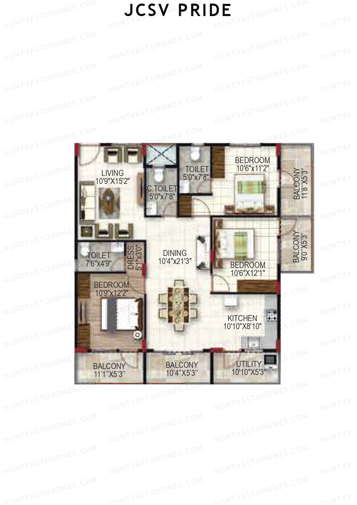 JCSV Pride Block A Unit 3 Floor Plan