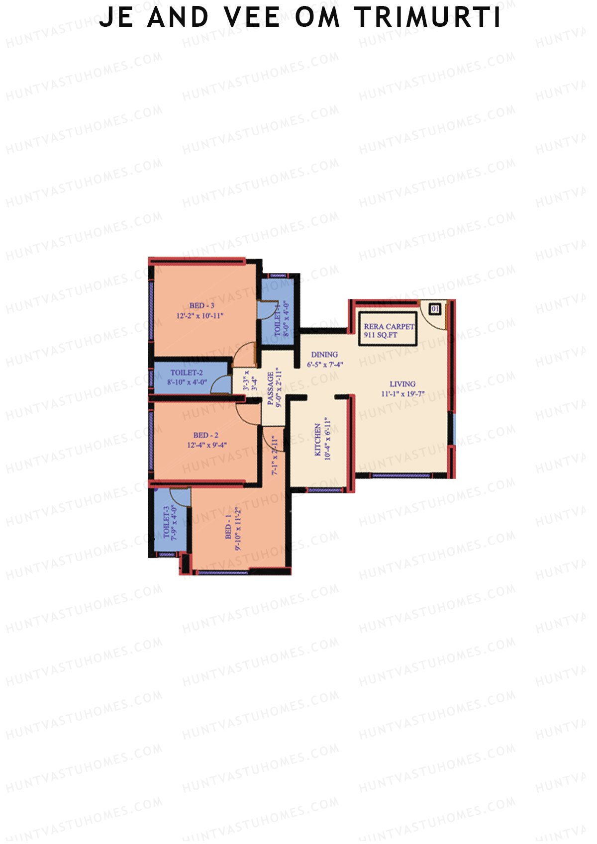 JE and VEE Om Trimurti Wing A Unit 1 Floor Plan