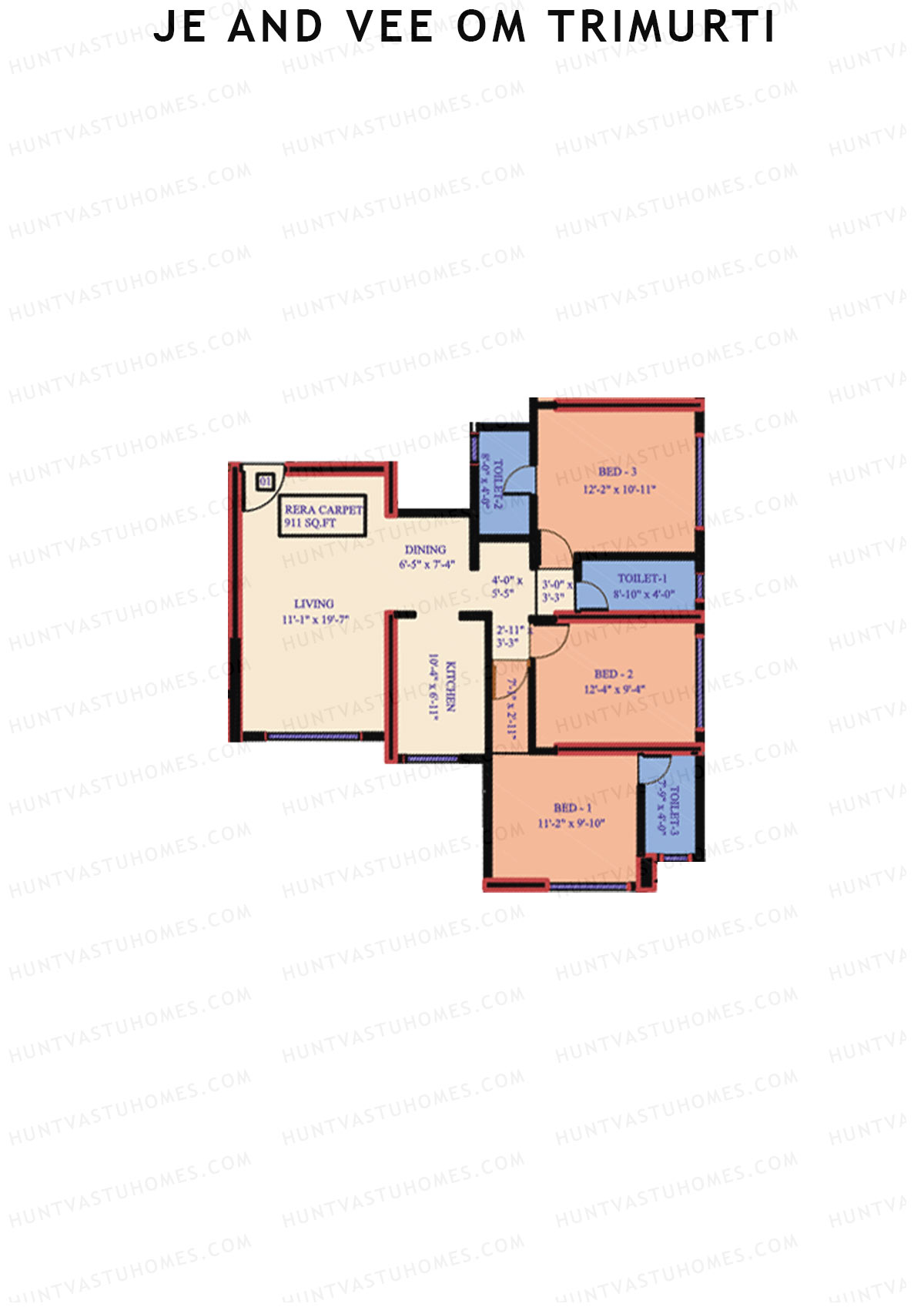 JE and VEE Om Trimurti Wing B Unit 1 Floor Plan