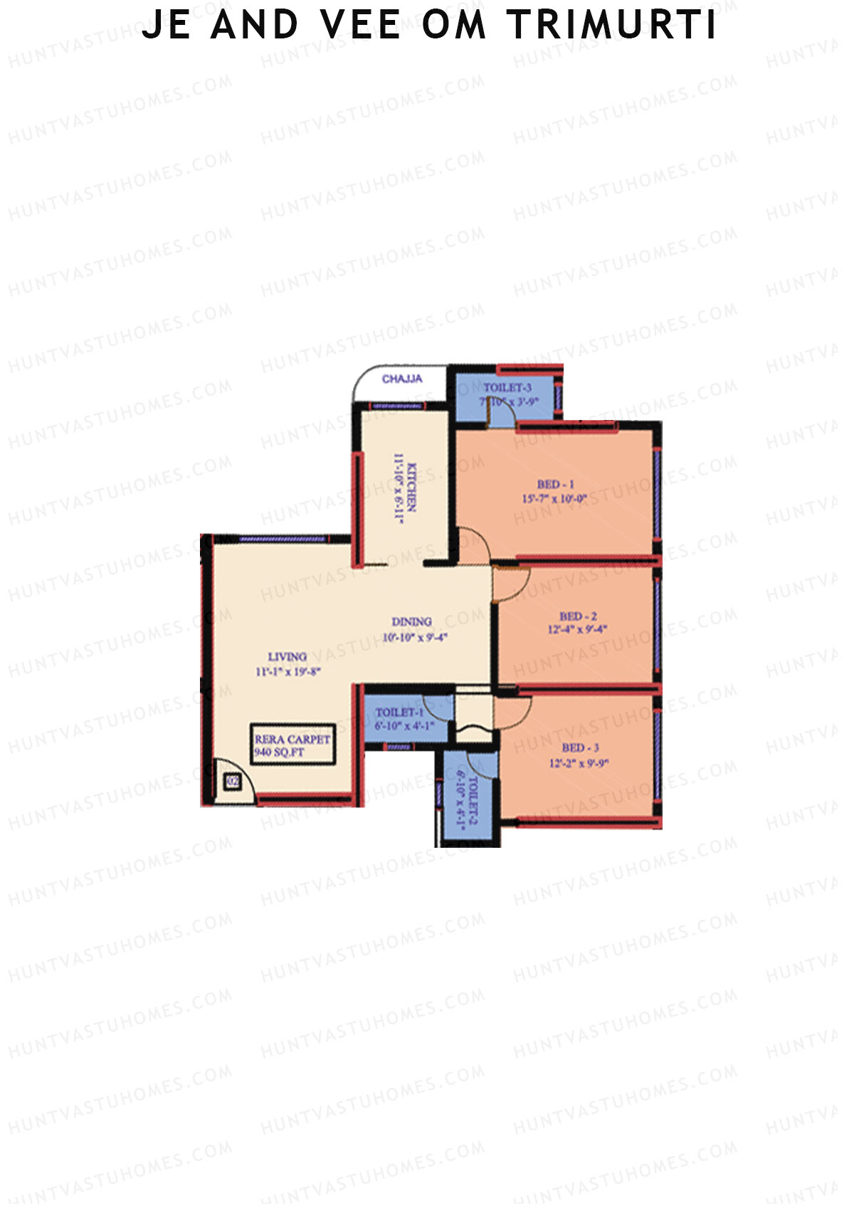 JE and VEE Om Trimurti Wing B Unit 2 Floor Plan