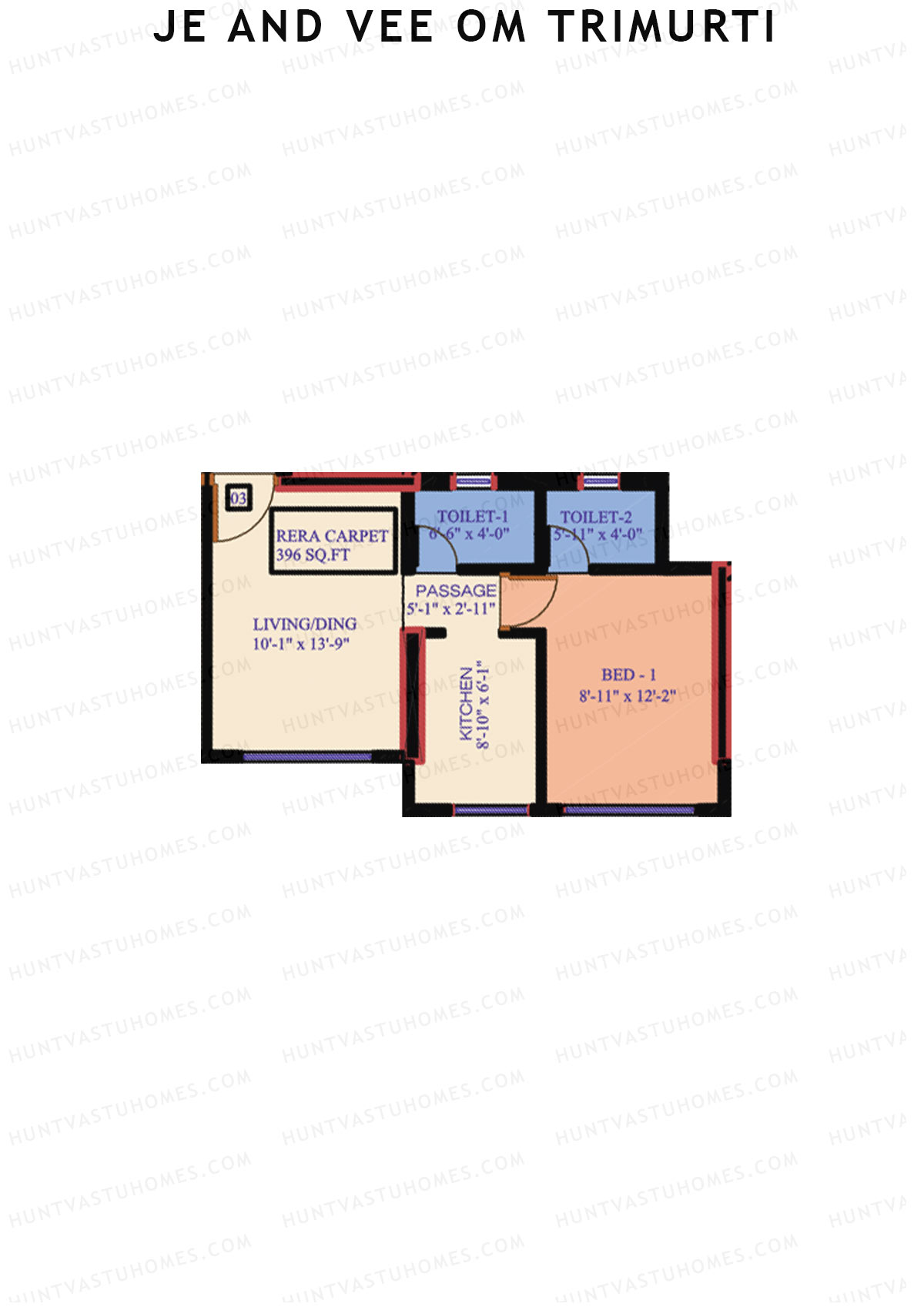 JE and VEE Om Trimurti Wing C Unit 3 Floor Plan