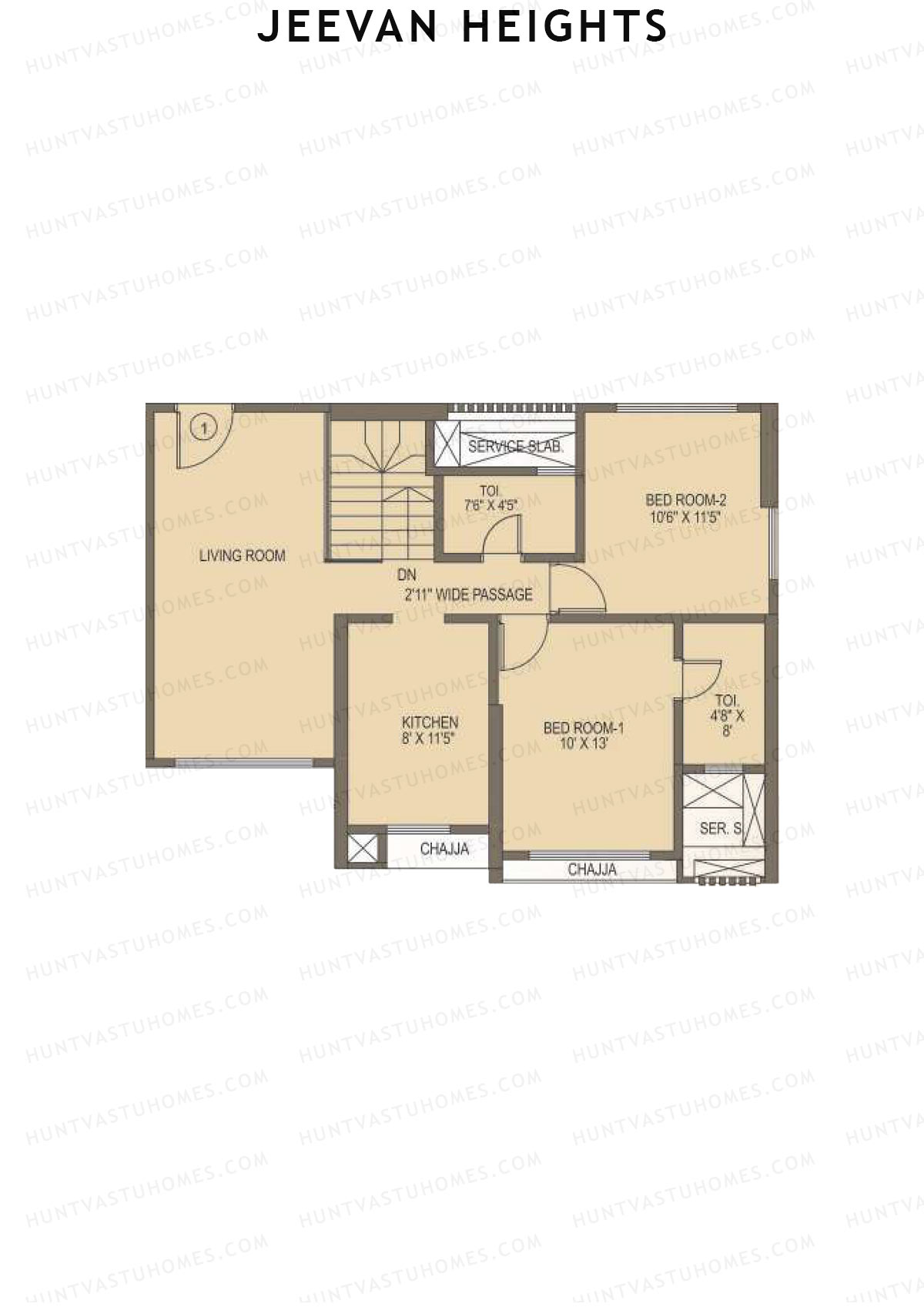 Jeevan Heights Tower A Unit 1 (Type DU) Floor Plan