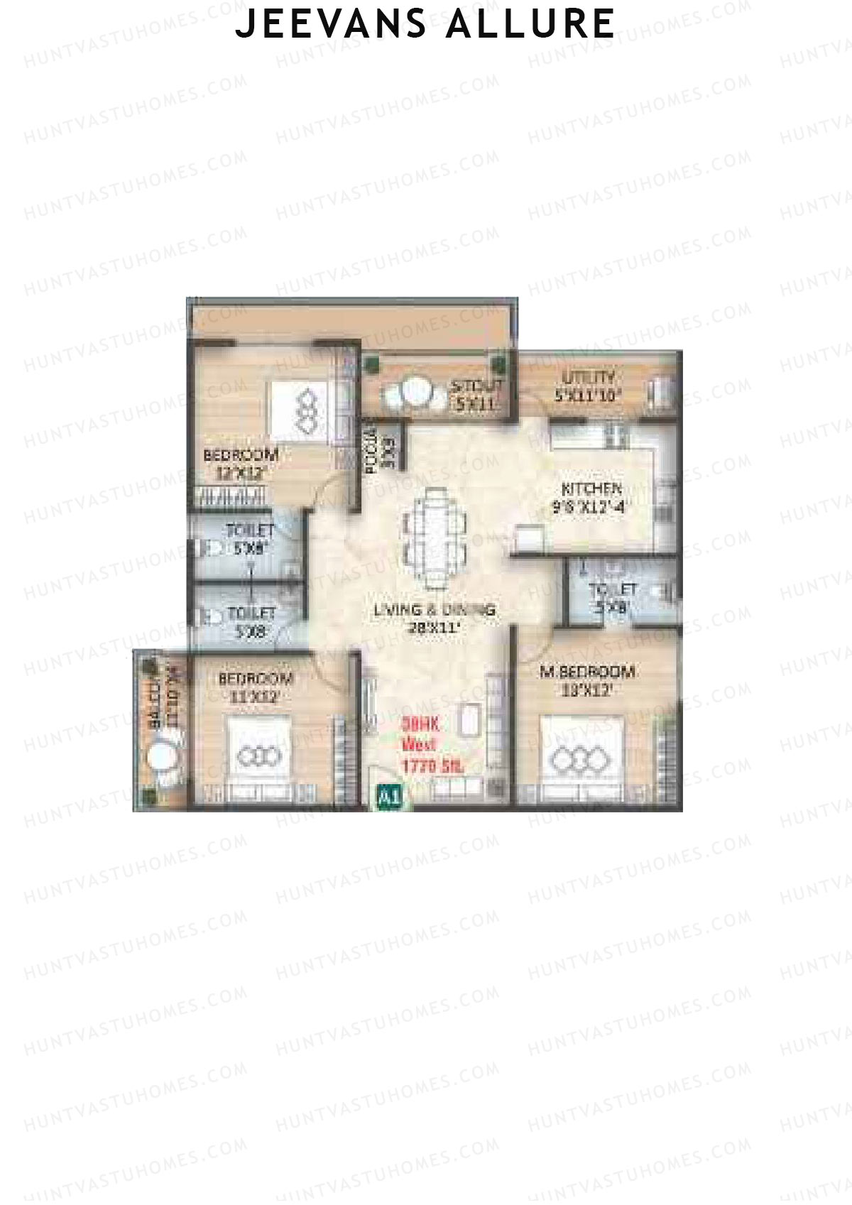 Jeevans Allure Block A Unit A1 Floor Plan