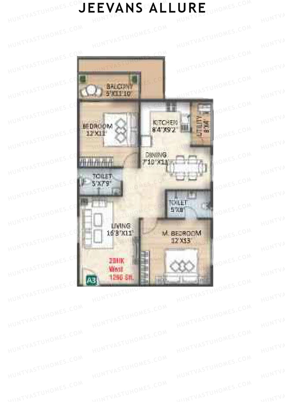 Jeevans Allure Block B Unit B3 Floor Plan