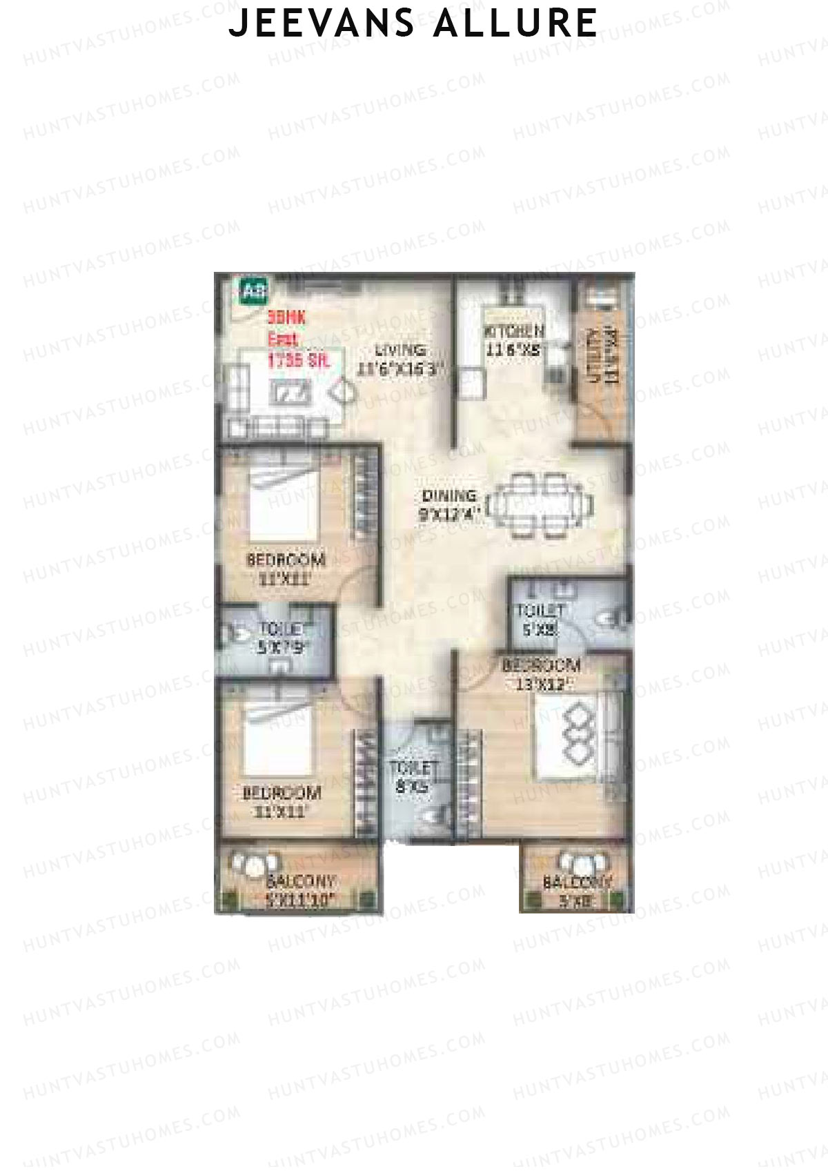Jeevans Allure Block B Unit B8 Floor Plan