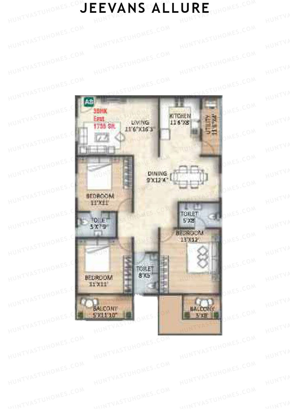 Jeevans Allure Block B Unit B8 Floor Plan