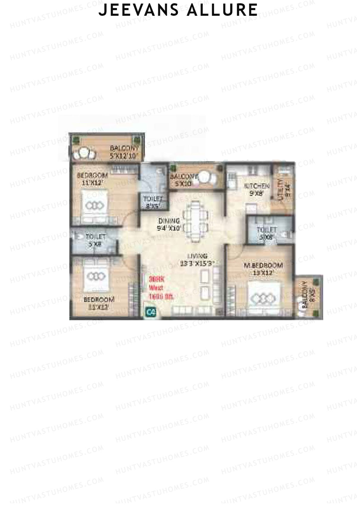Jeevans Allure Block C Unit C4 Floor Plan