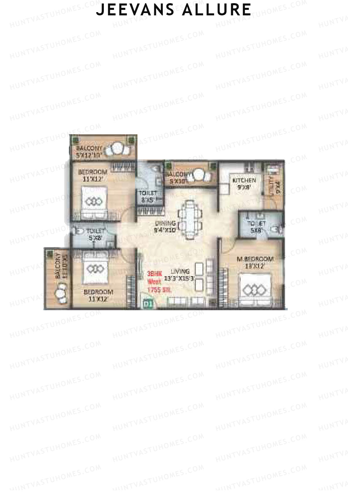 Jeevans Allure Block D Unit D1 Floor Plan