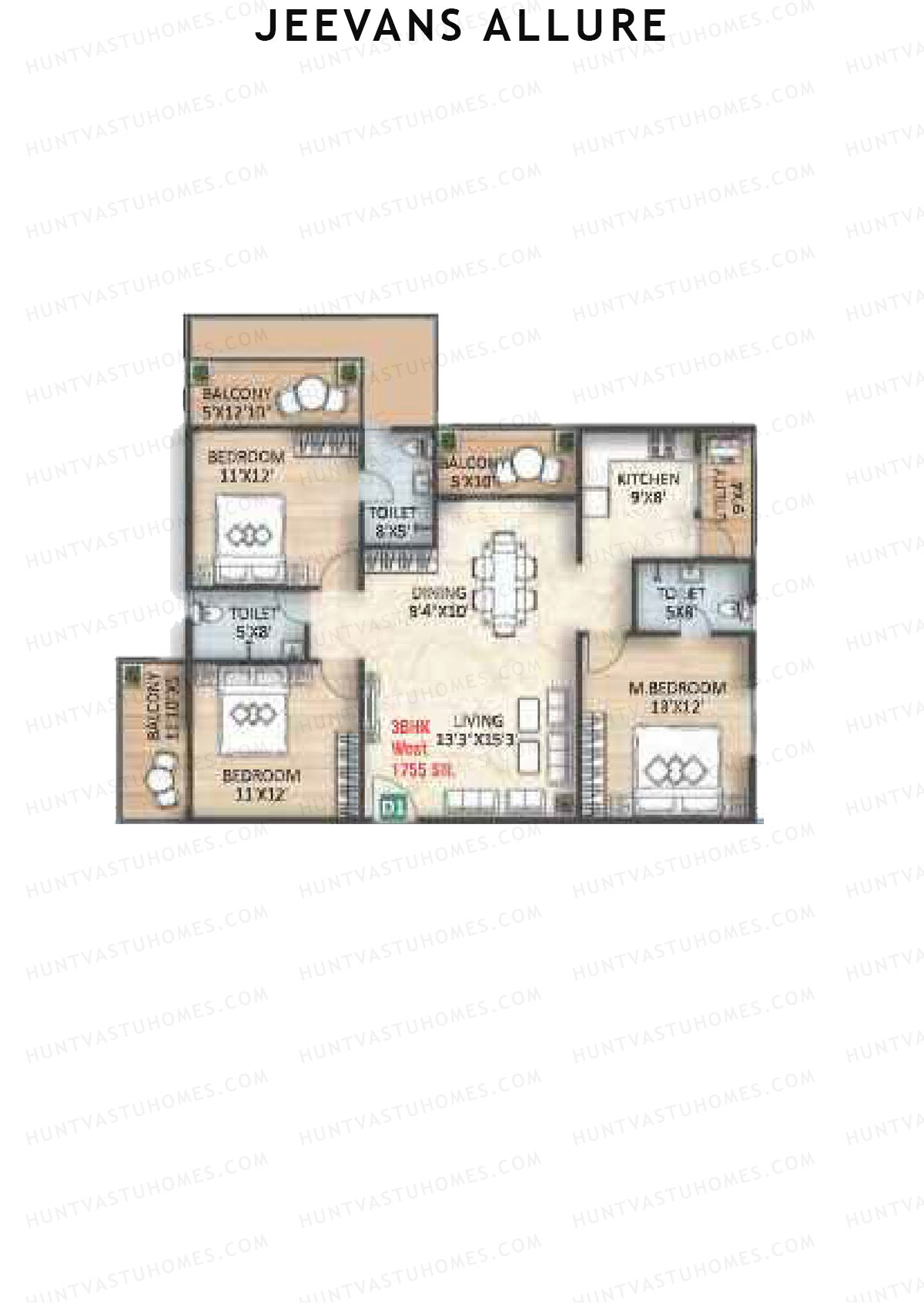 Jeevans Allure Block D Unit D1 Floor Plan