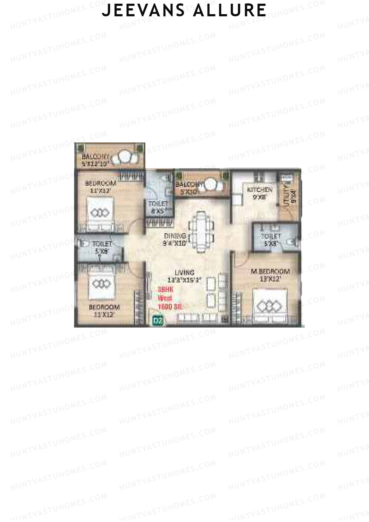 Jeevans Allure Block D Unit D2 Floor Plan