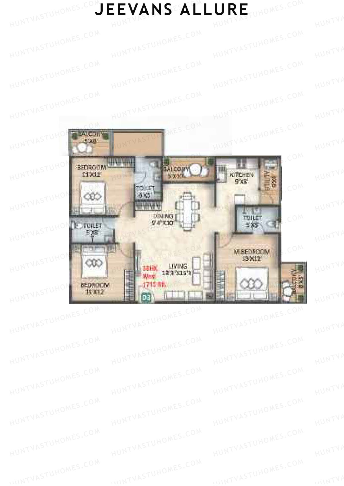 Jeevans Allure Block D Unit D3 Floor Plan
