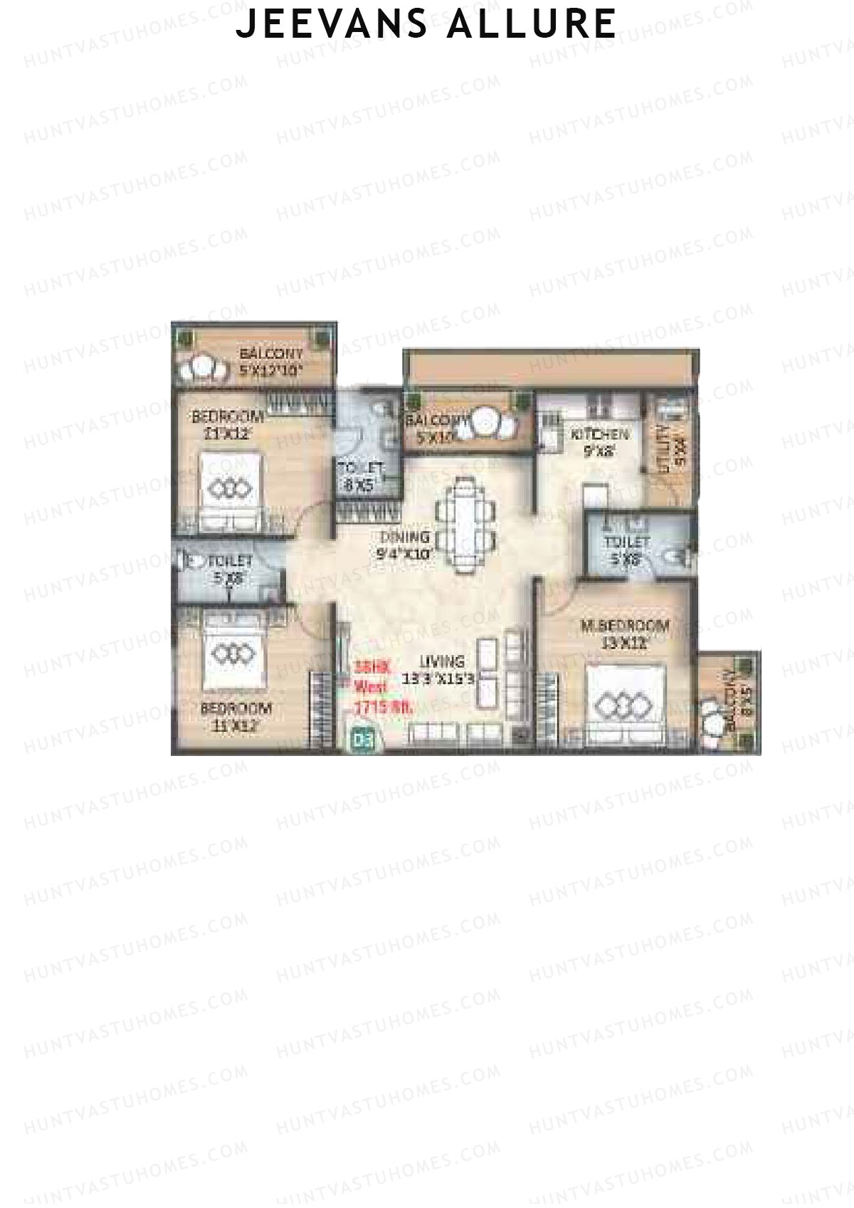 Jeevans Allure Block D Unit D3 Floor Plan