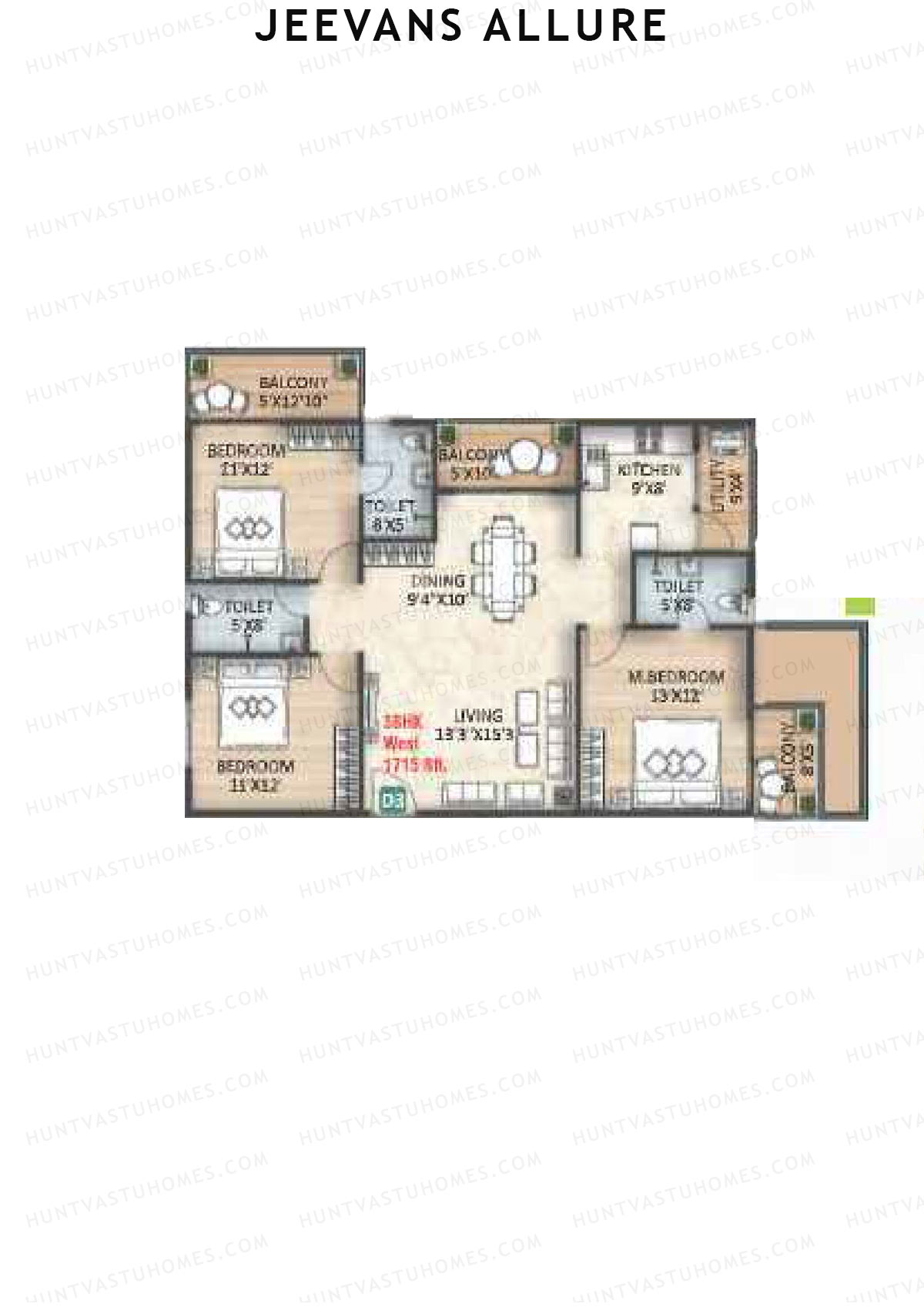 Jeevans Allure Block D Unit D3 Floor Plan