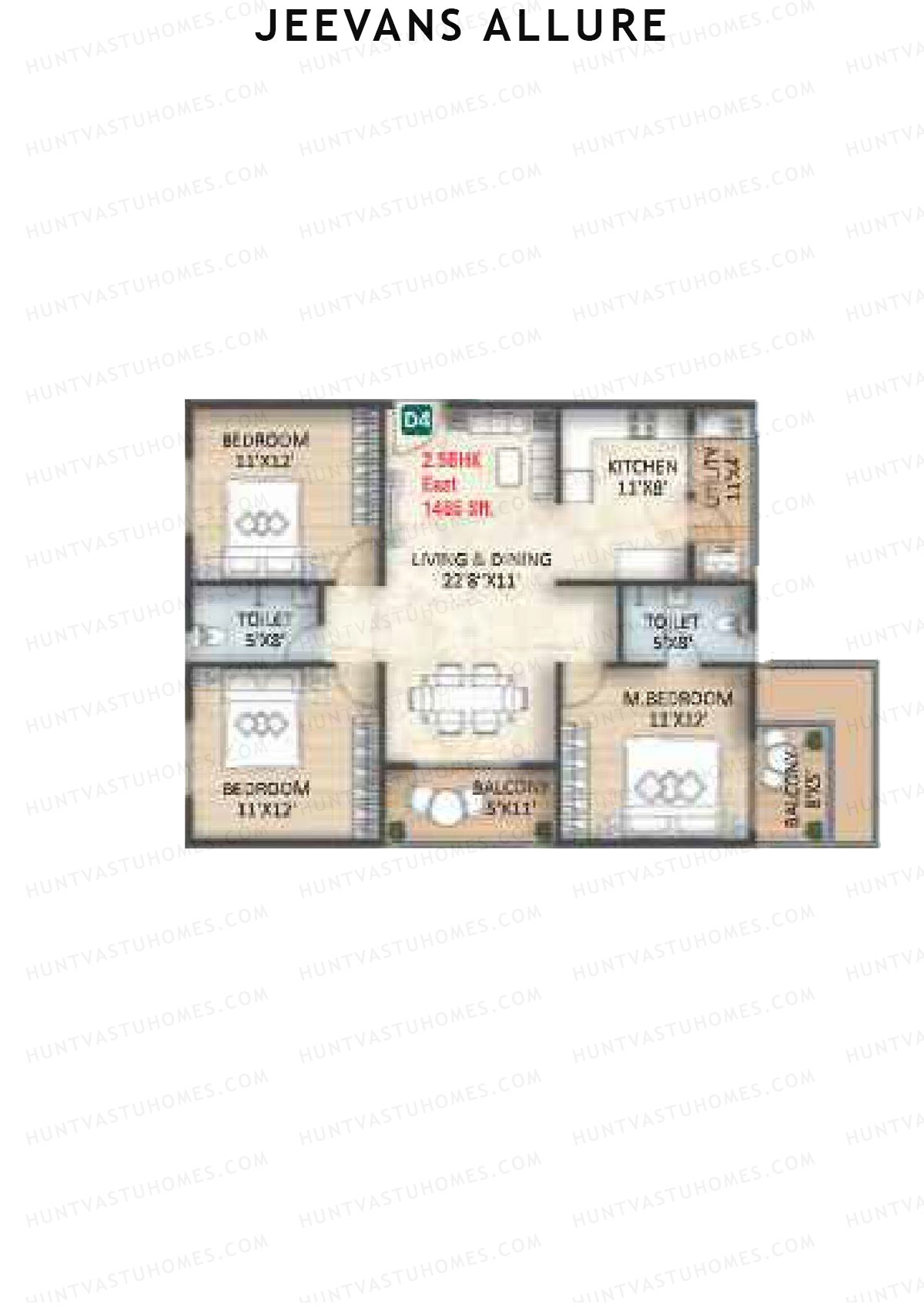 Jeevans Allure Block D Unit D4 Floor Plan
