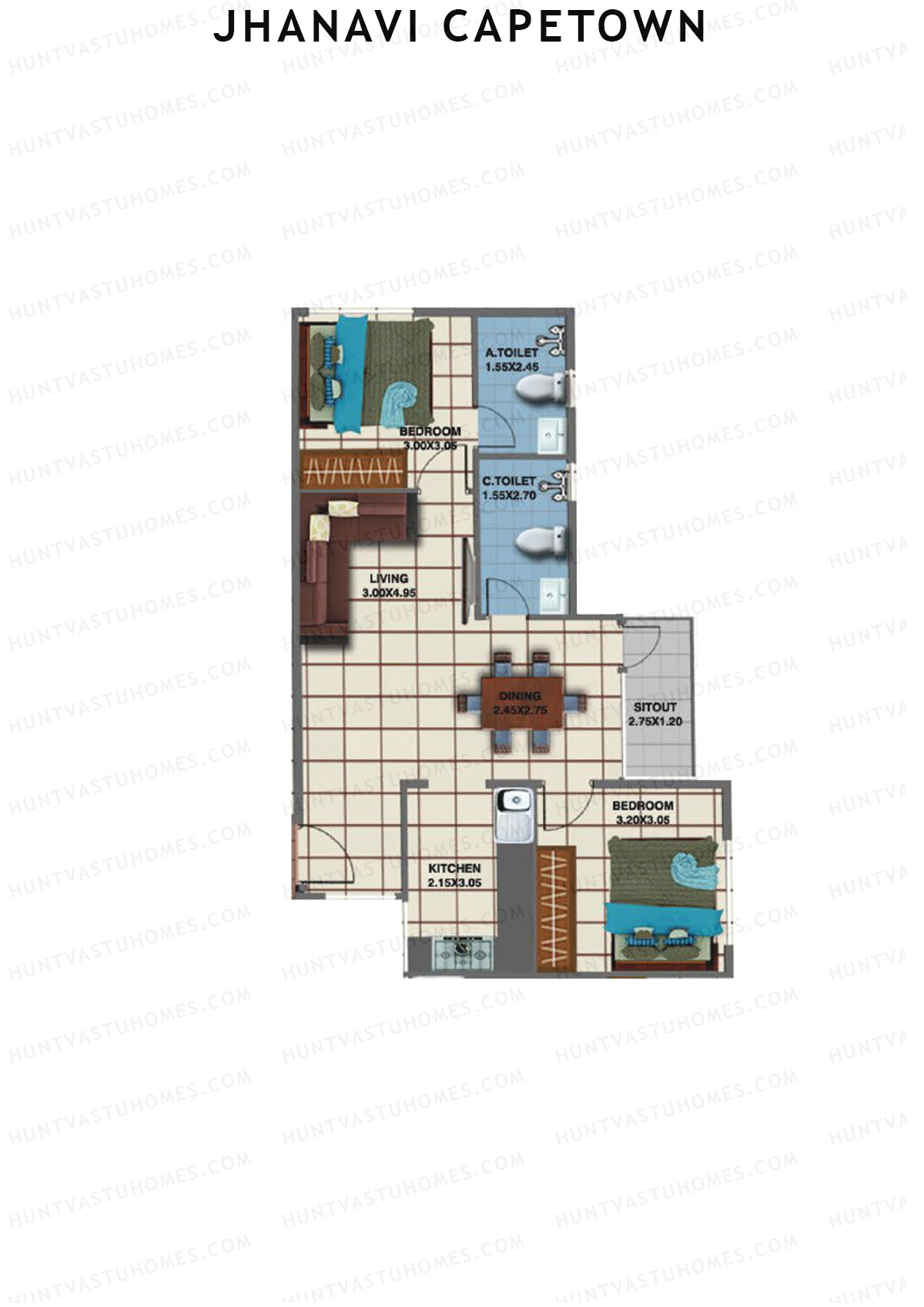 Jhanavi Capetown Block A Unit 10 Floor Plan