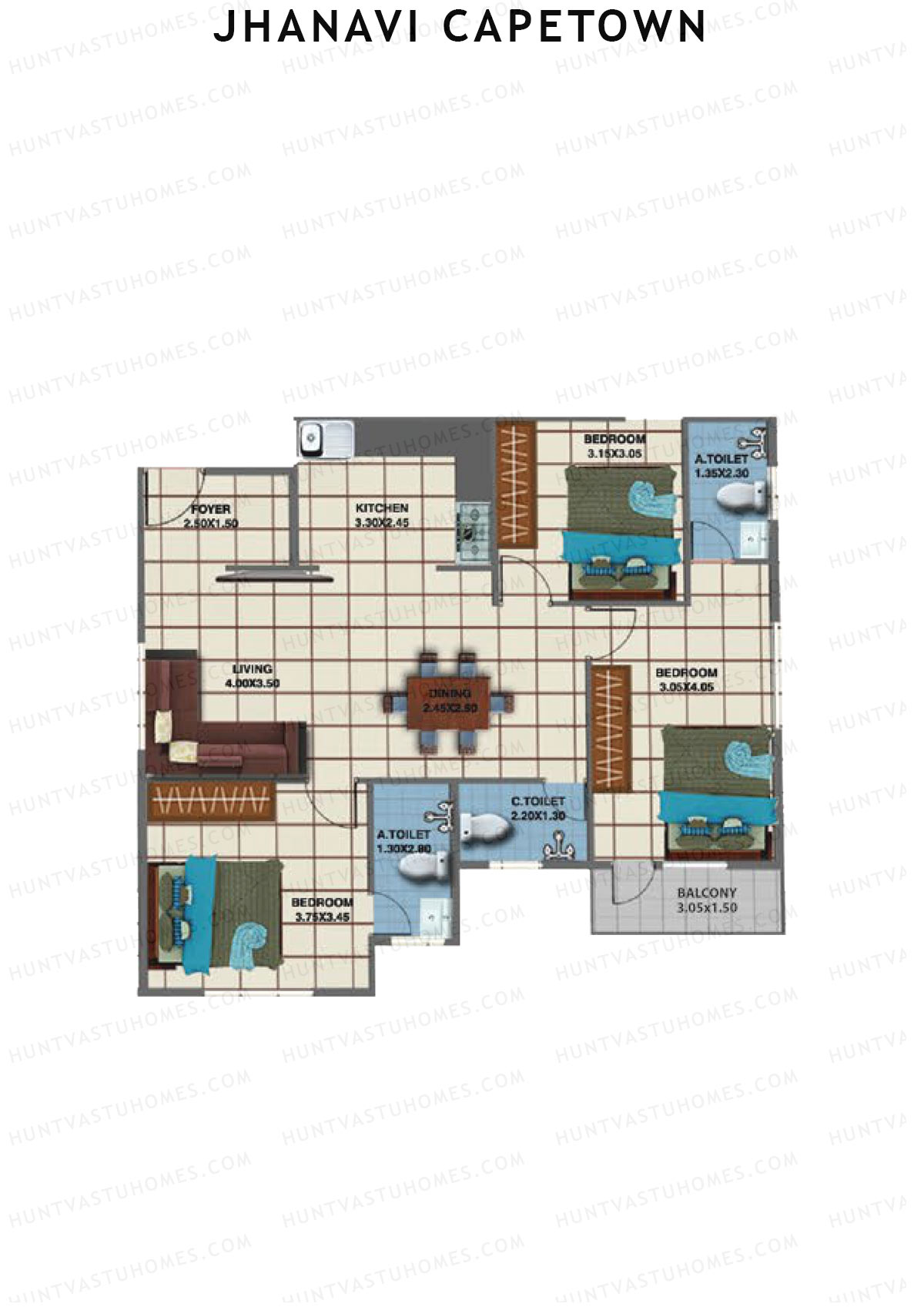 Jhanavi Capetown Block A Unit 1 Floor Plan