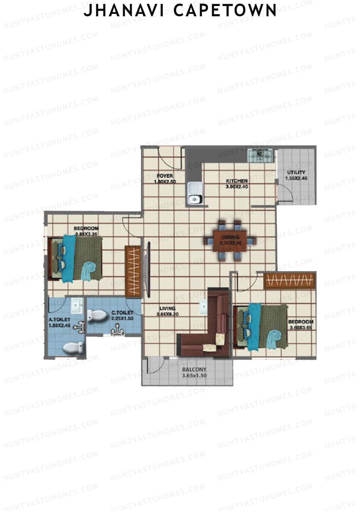 Jhanavi Capetown Block A Unit 2 Floor Plan