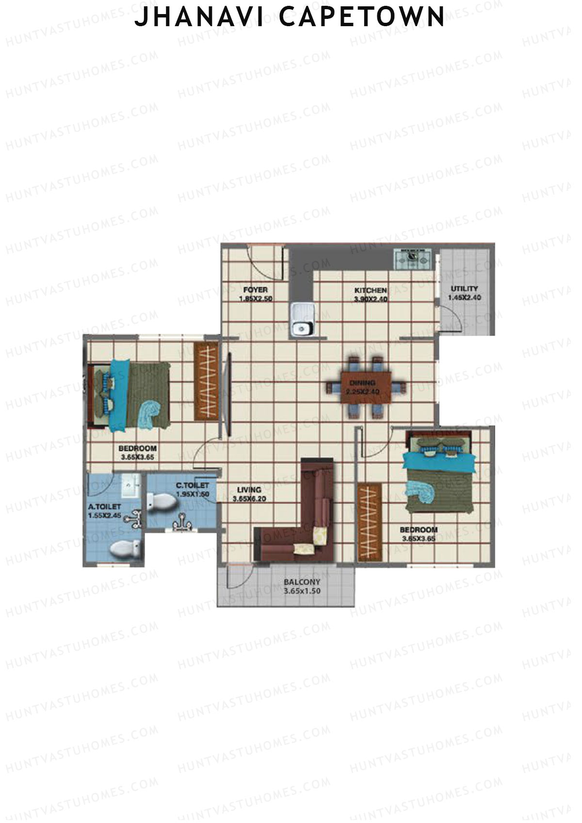 Jhanavi Capetown Block A Unit 3 Floor Plan