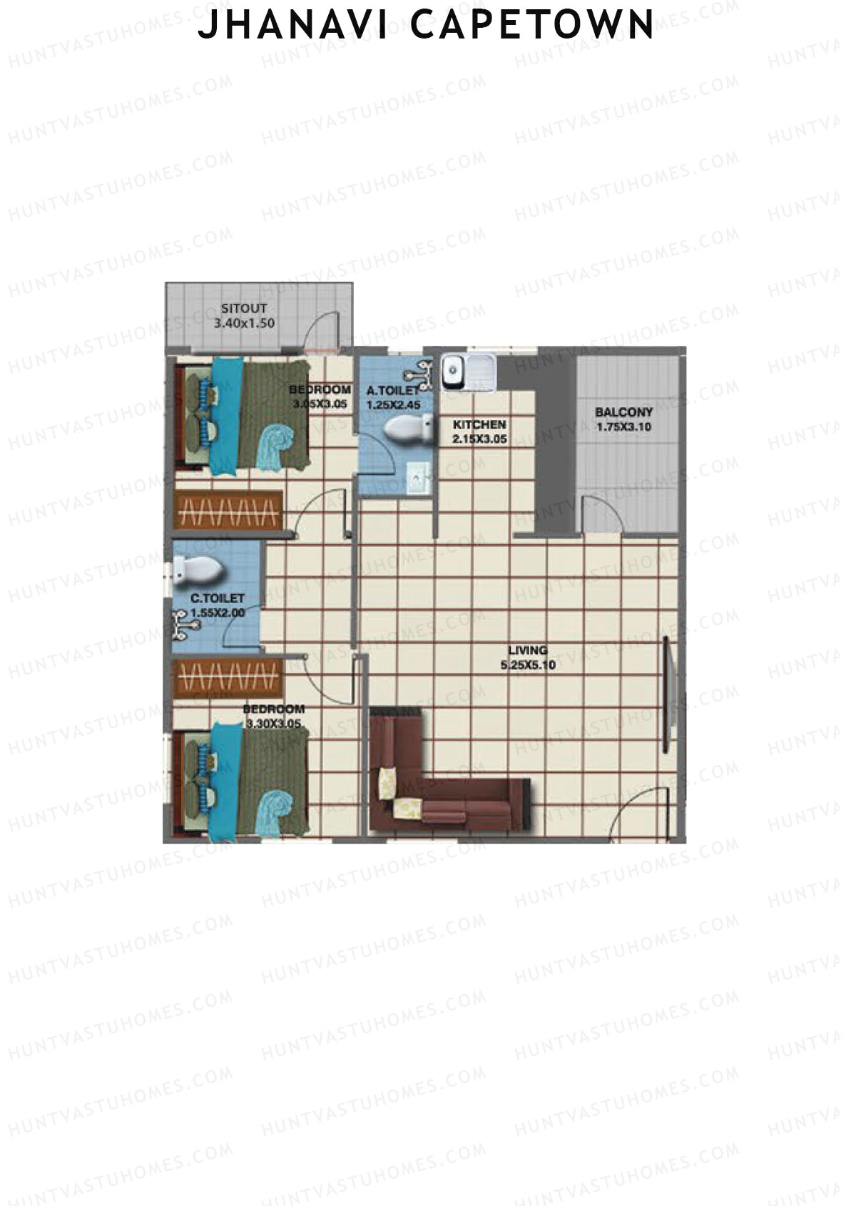 Jhanavi Capetown Block A Unit 6 Floor Plan