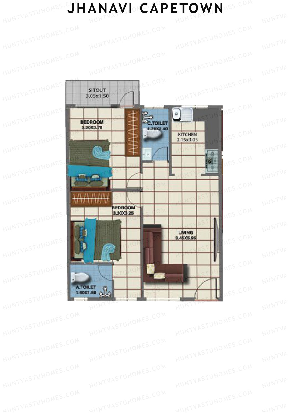 Jhanavi Capetown Block A Unit 9 Floor Plan