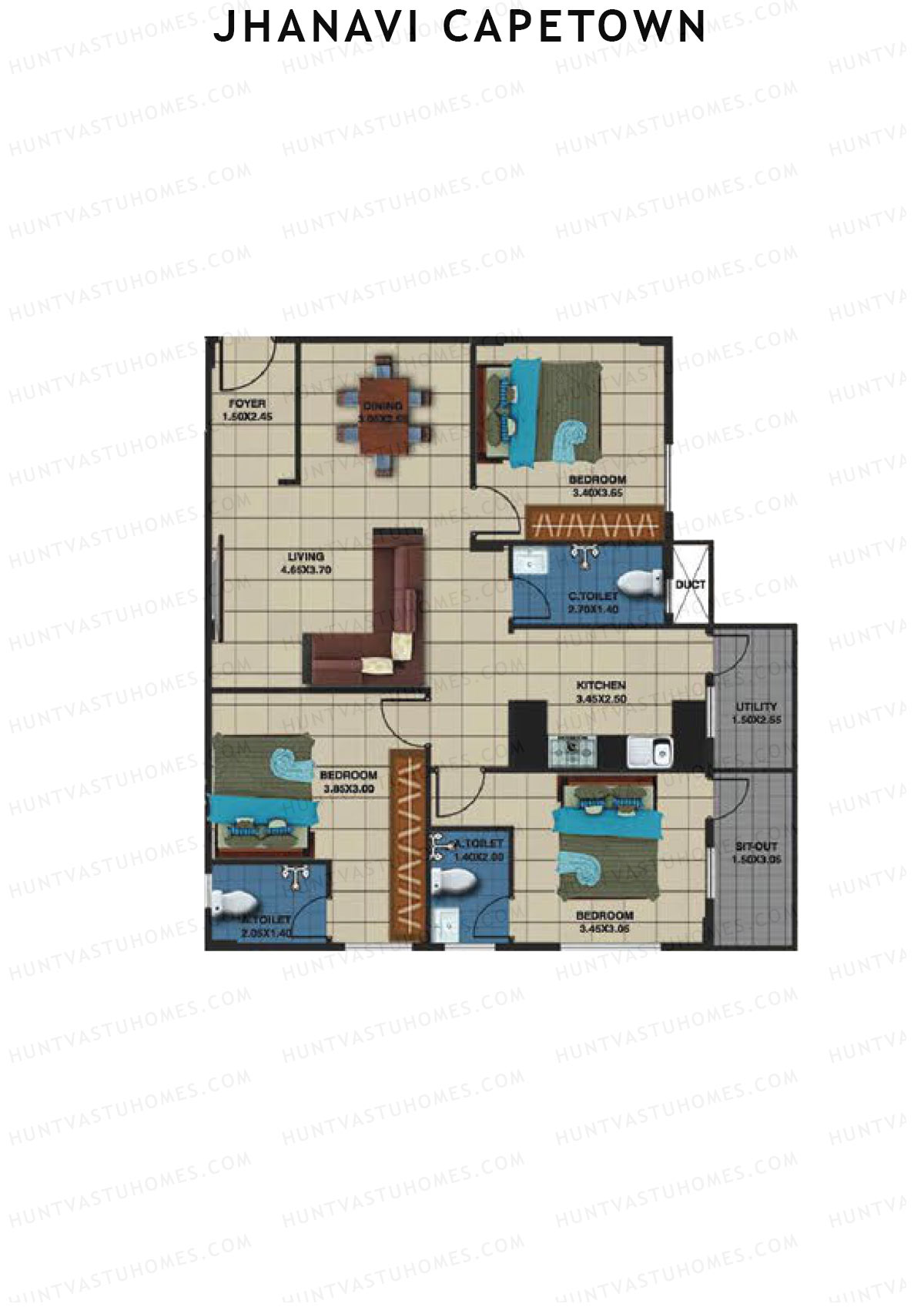 Jhanavi Capetown Block B Unit 1 Floor Plan