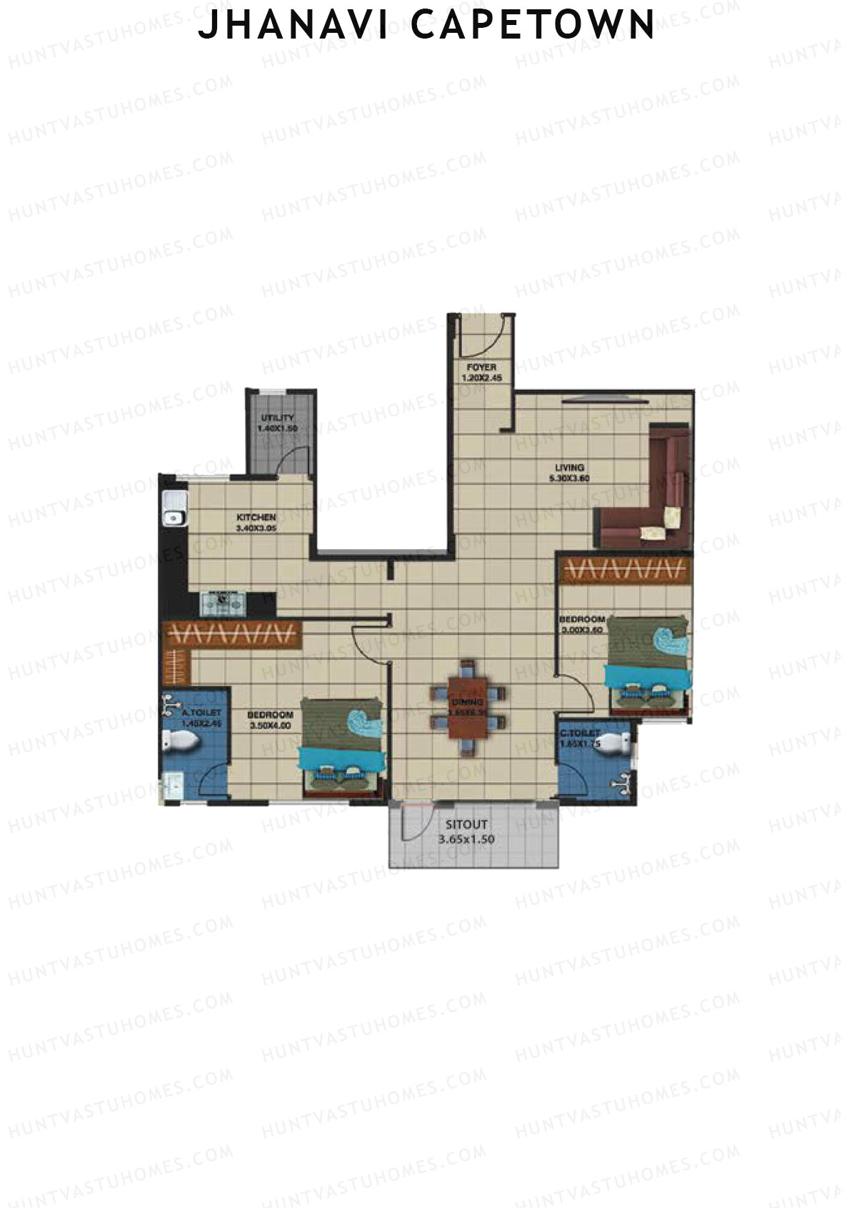 Jhanavi Capetown Block B Unit 2 Floor Plan