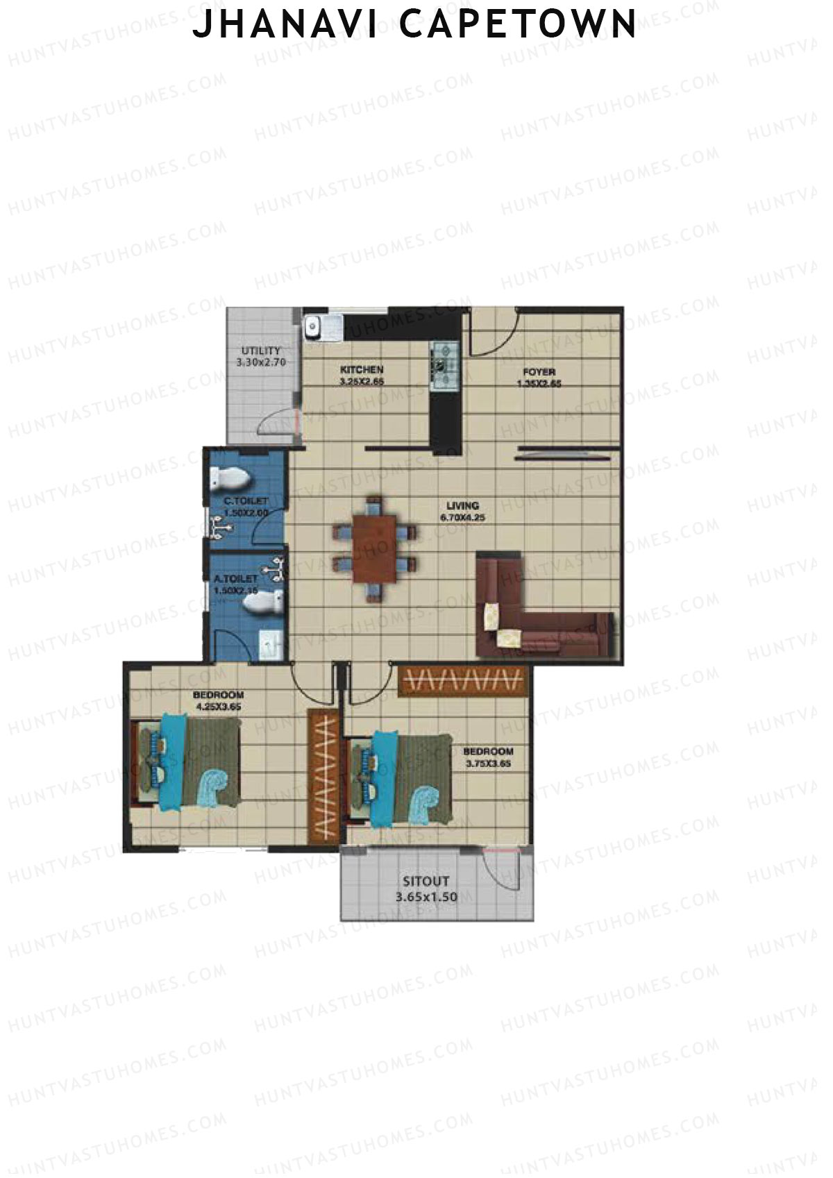 Jhanavi Capetown Block B Unit 3 Floor Plan