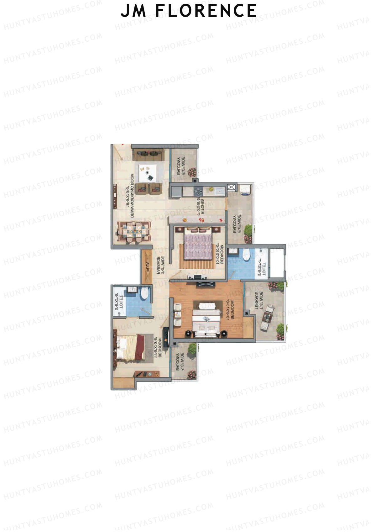 JM Florence Tower B Unit 1 Floor Plan