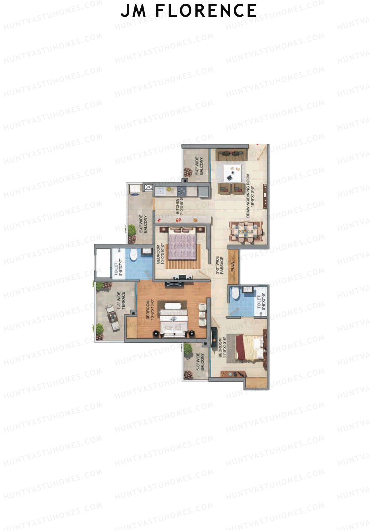 JM Florence Tower B Unit 2 Floor Plan