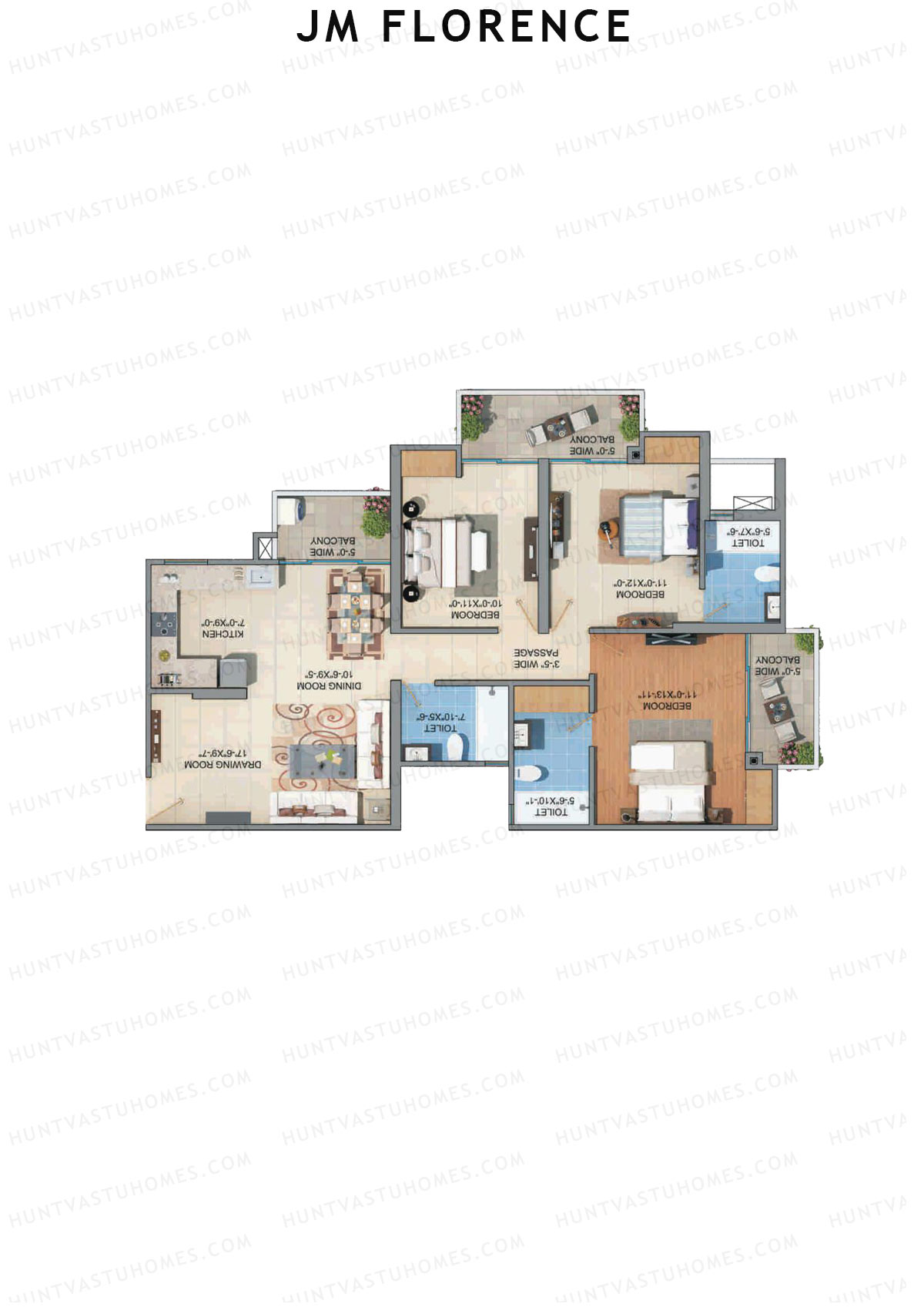 JM Florence Tower B Unit 5 Floor Plan