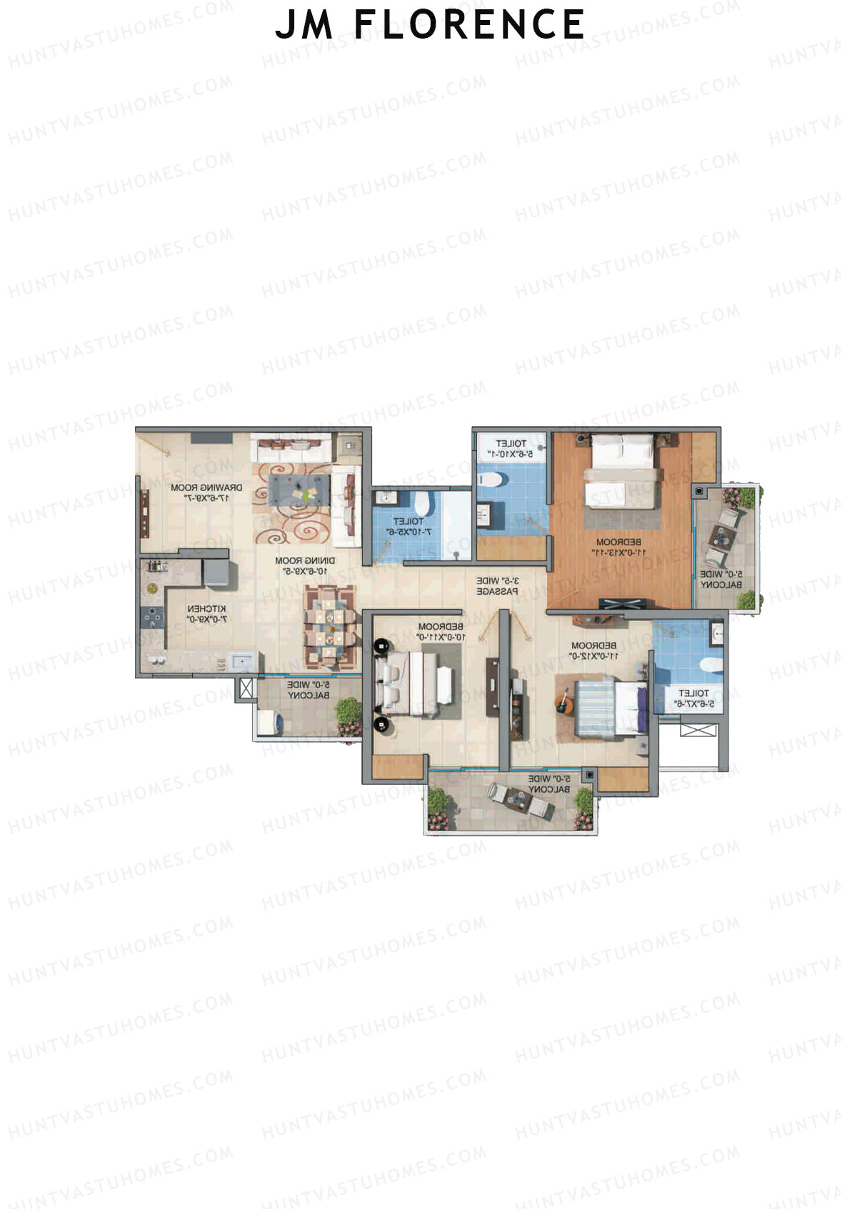 JM Florence Tower B Unit 6 Floor Plan