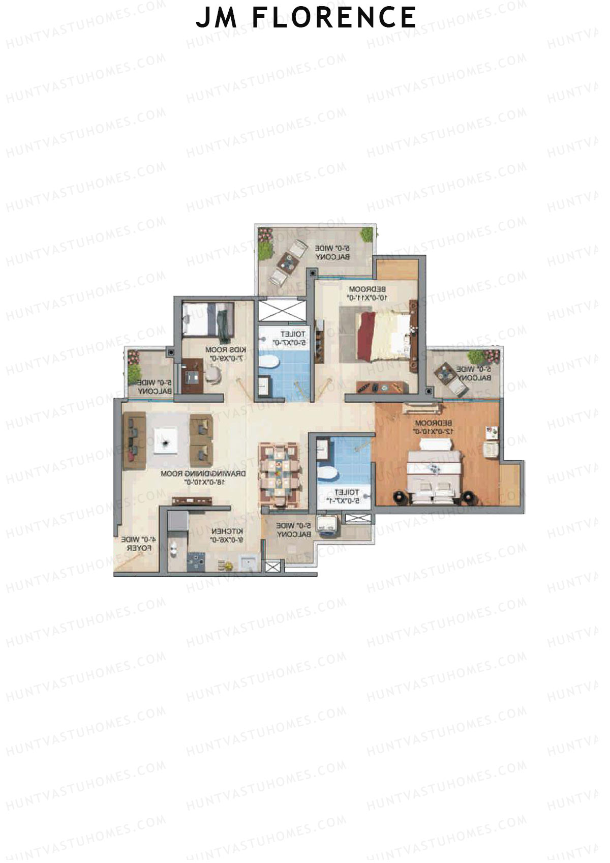 JM Florence Tower D Unit 1 Floor Plan