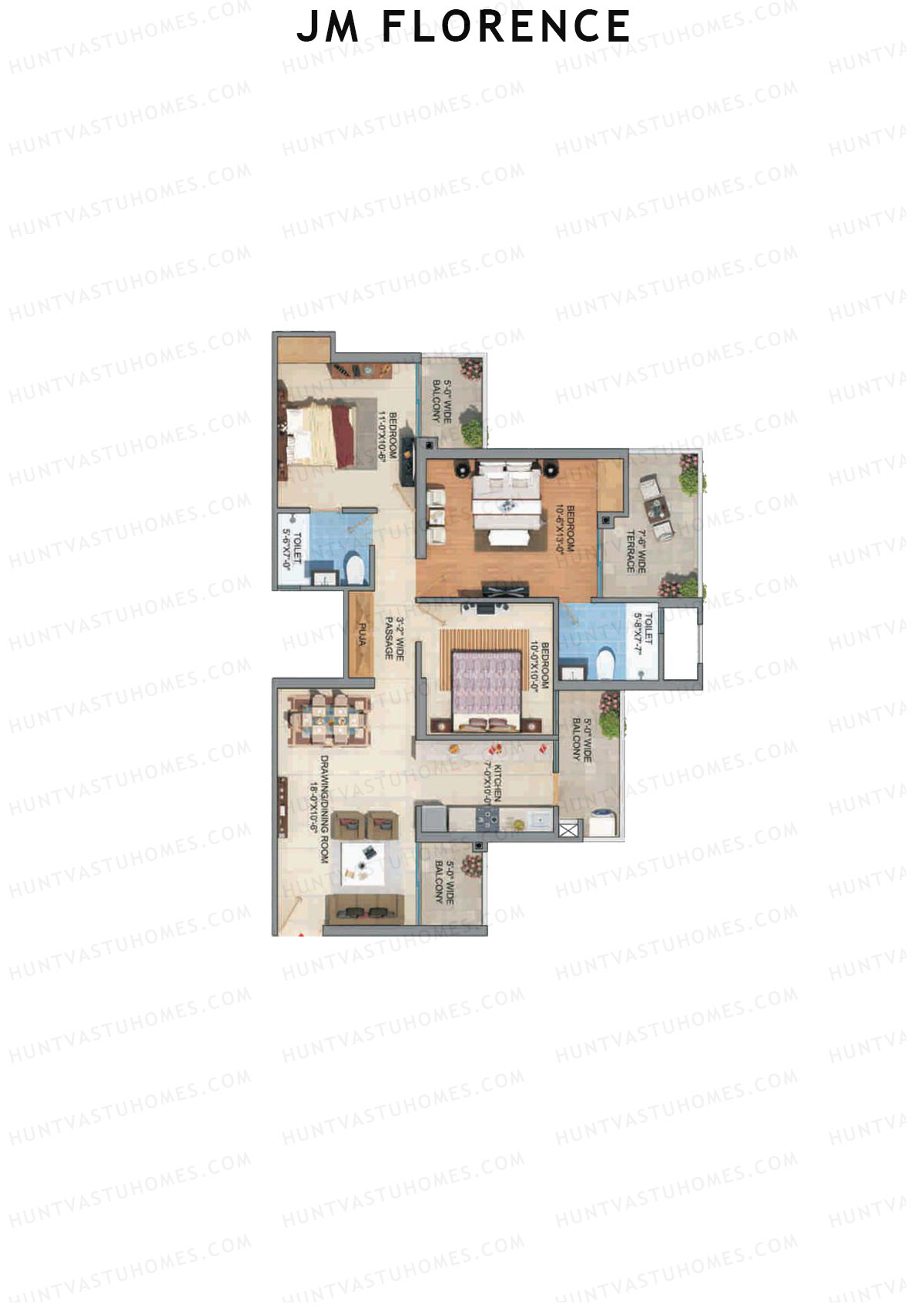 JM Florence Tower H Unit 2 Floor Plan
