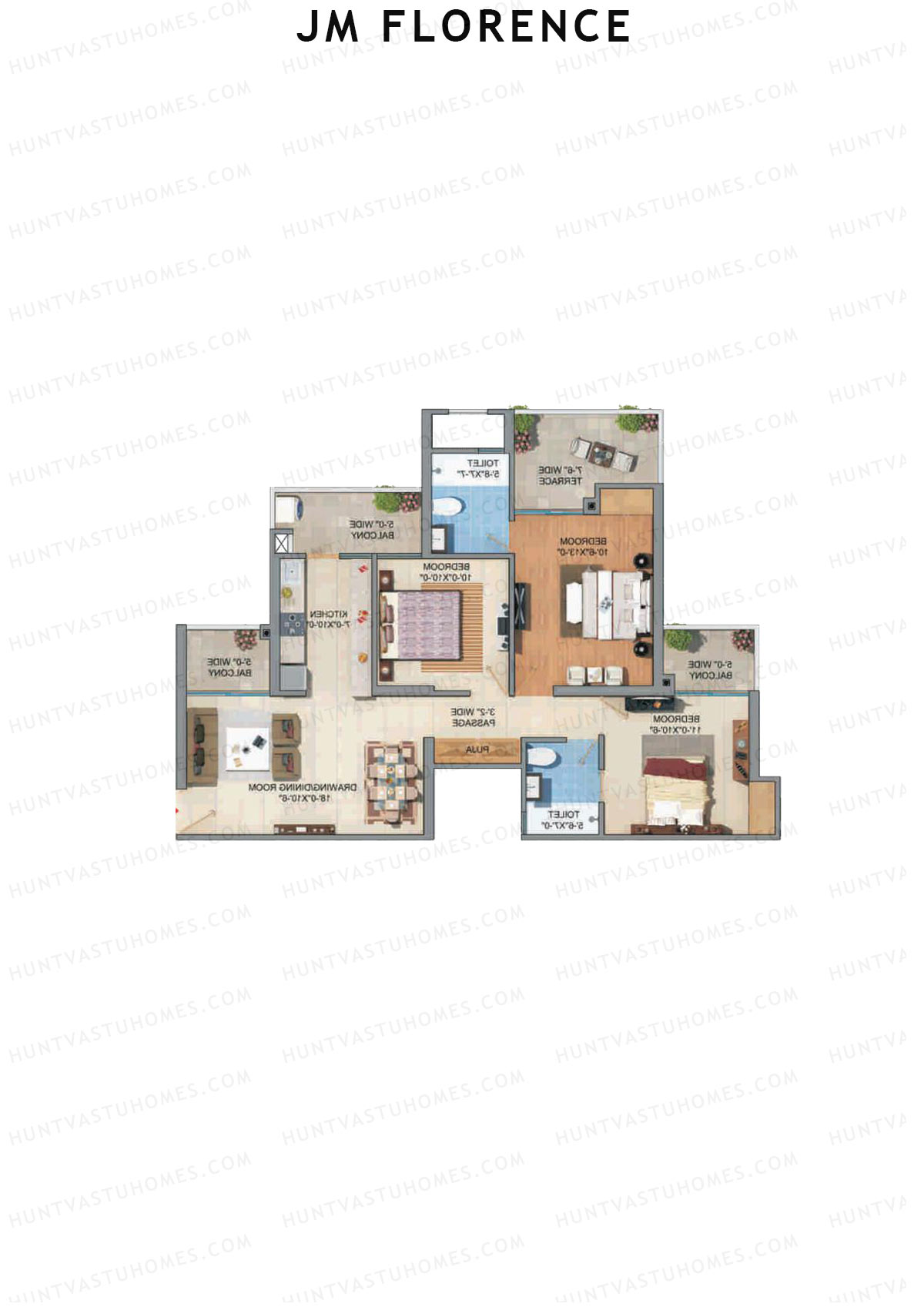 JM Florence Tower H Unit 3 Floor Plan