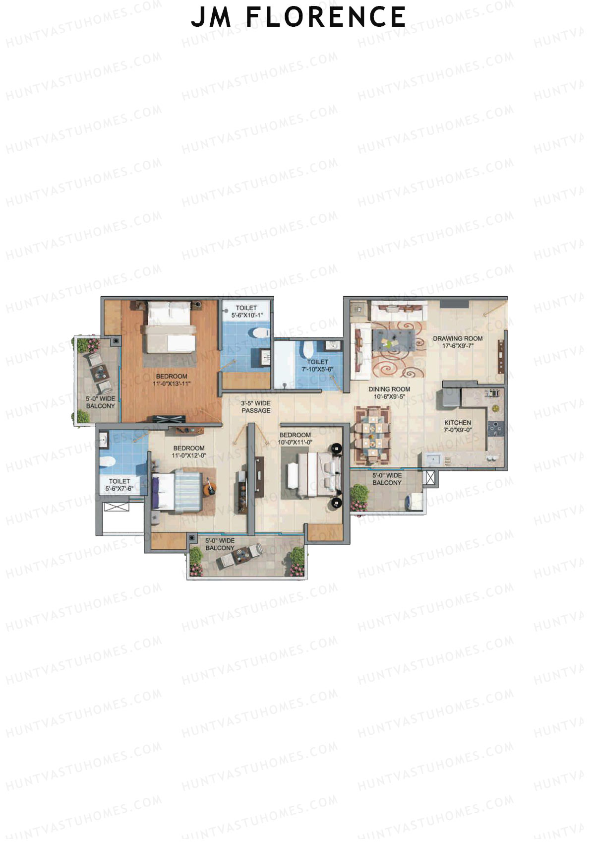 JM Florence Tower H Unit 5 Floor Plan