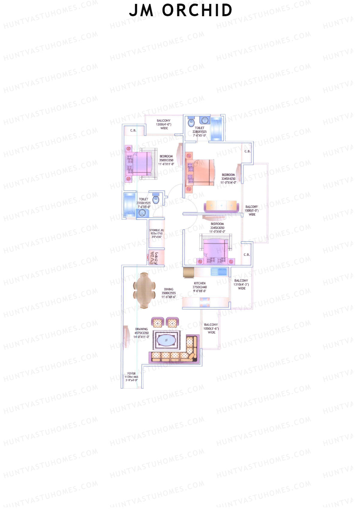 JM Orchid Block I Unit 2 Floor Plan