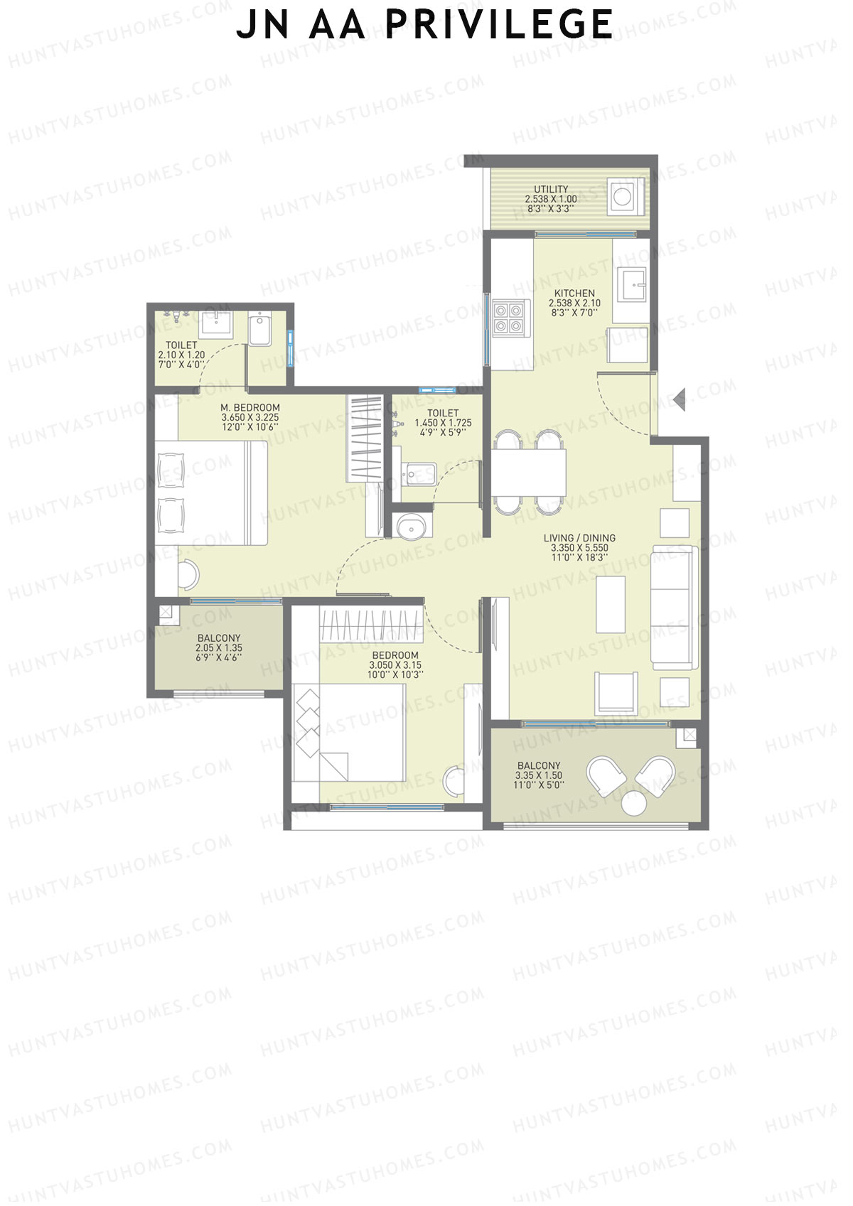 JN AA Privilege Tower B Unit 3 Floor Plan
