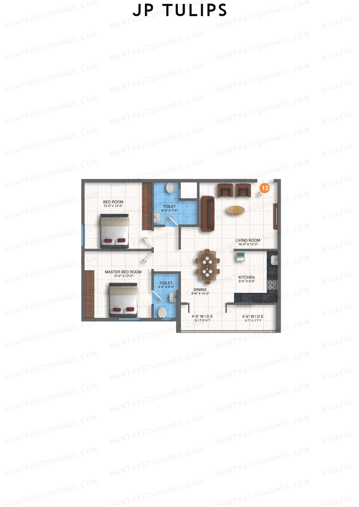 JP Tulips Block A Unit 13 Floor Plan