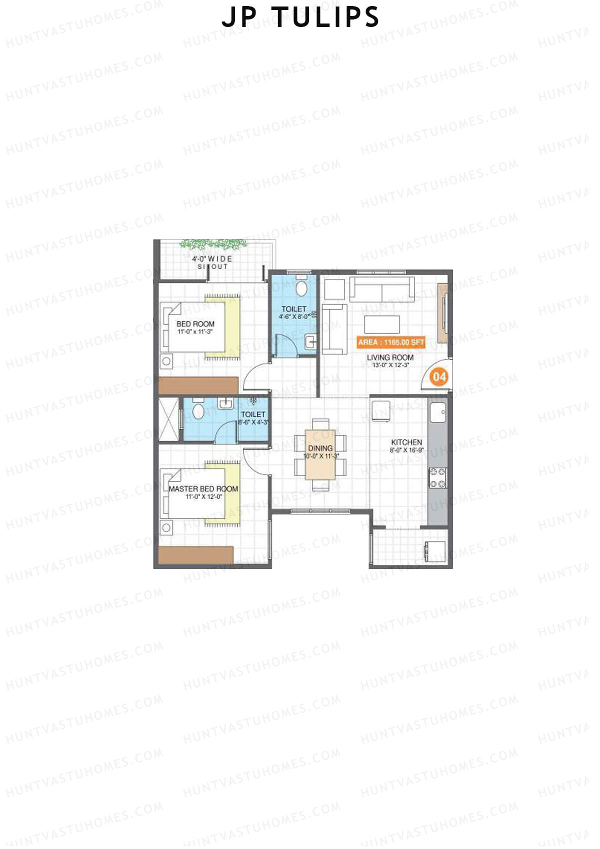 JP Tulips Block A Unit 4 Floor Plan