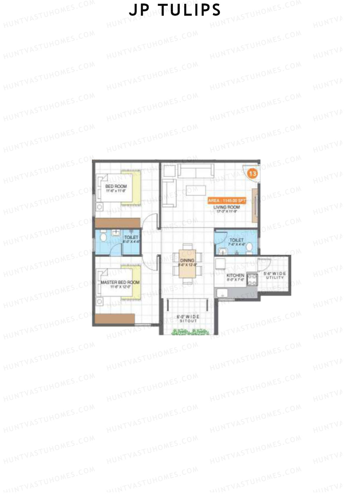 JP Tulips Block B Unit 13 Floor Plan
