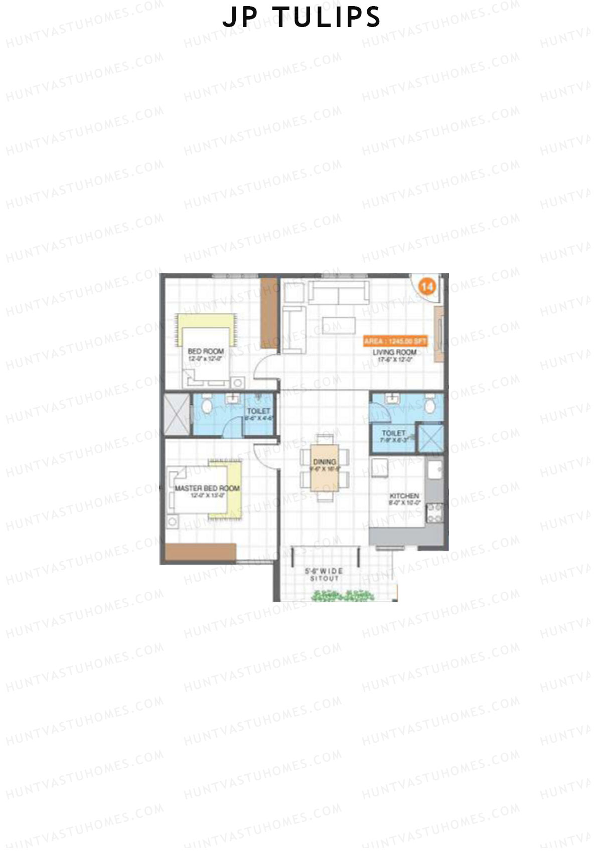 JP Tulips Block B Unit 14 Floor Plan