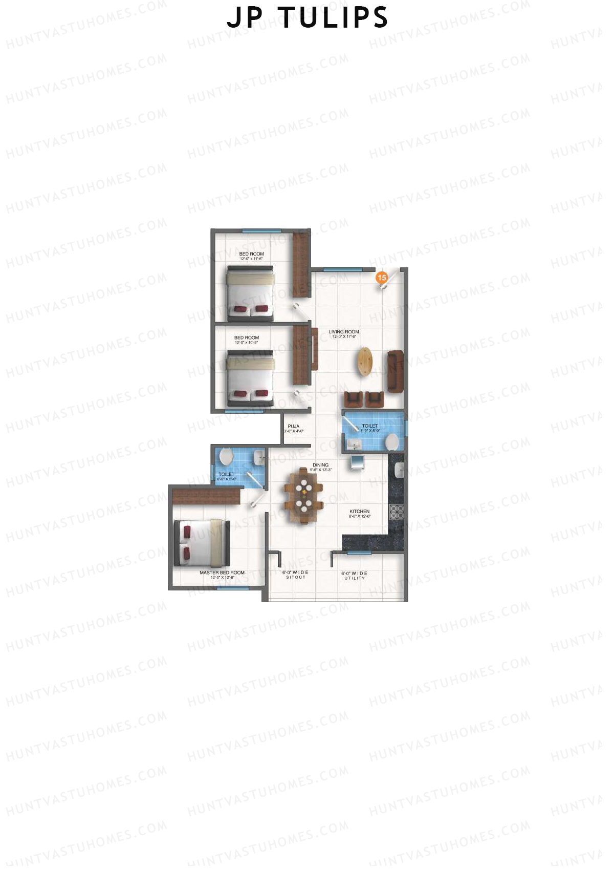 JP Tulips Block B Unit 15 Floor Plan