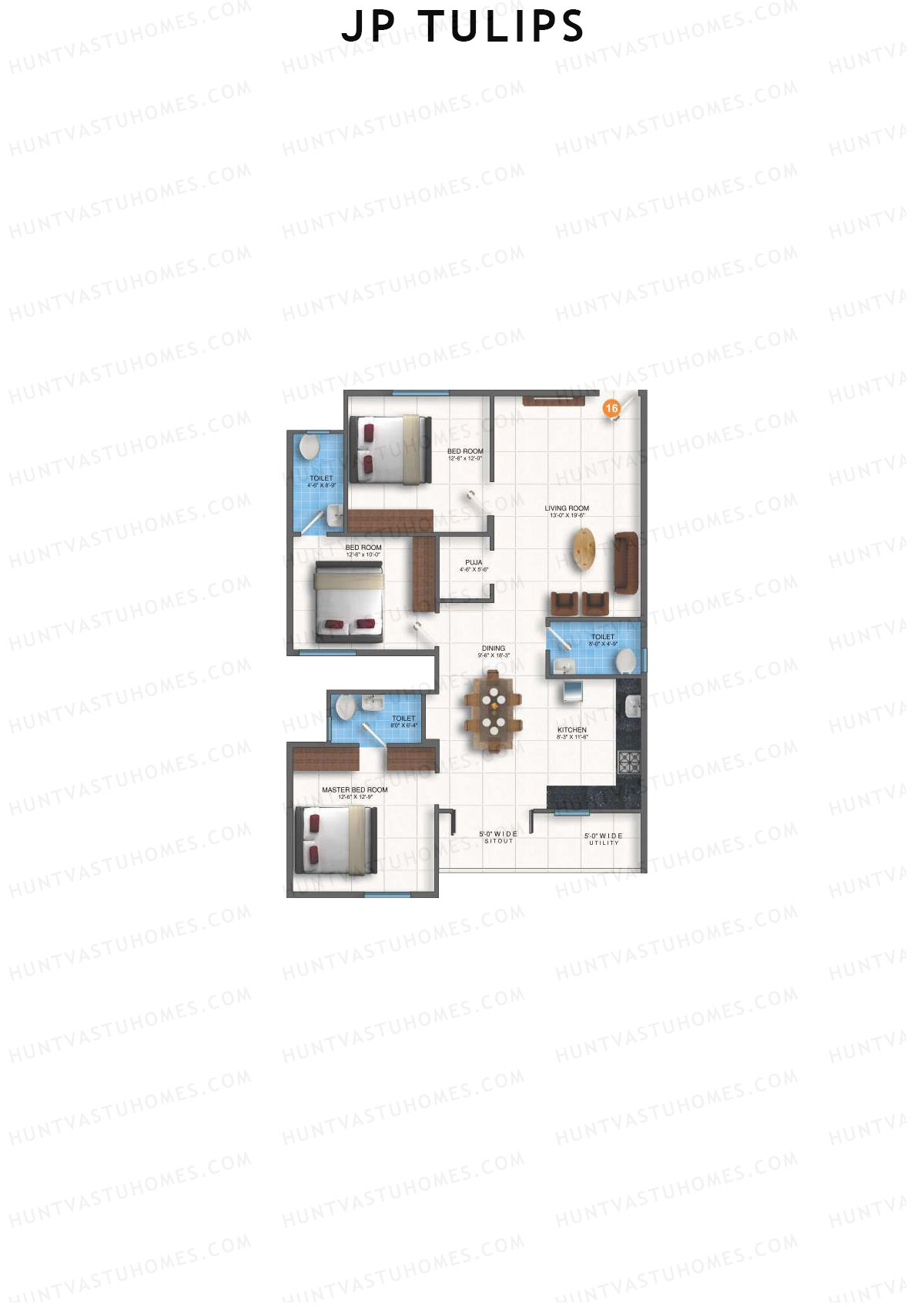 JP Tulips Block B Unit 16 Floor Plan