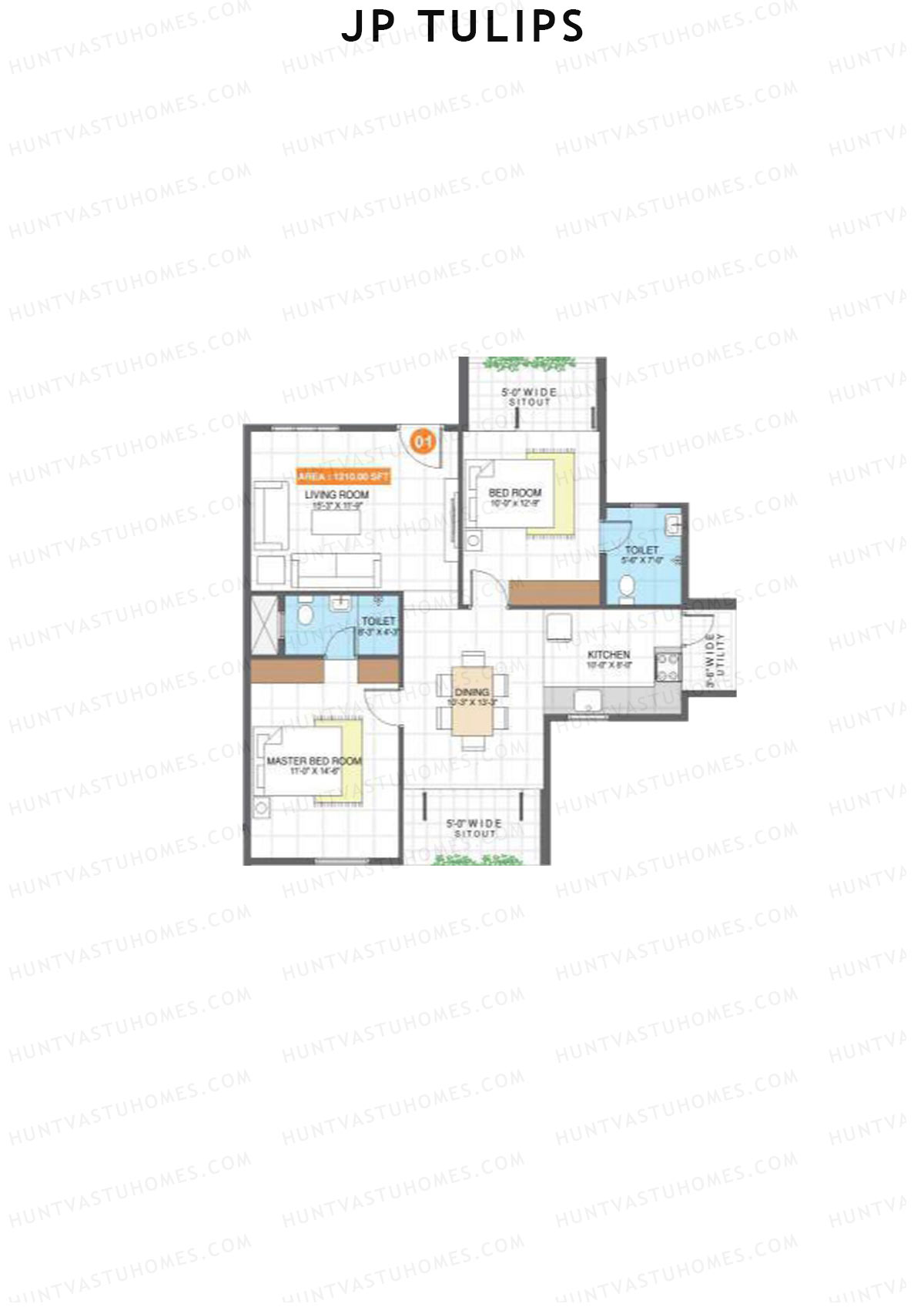 JP Tulips Block B Unit 1 Floor Plan