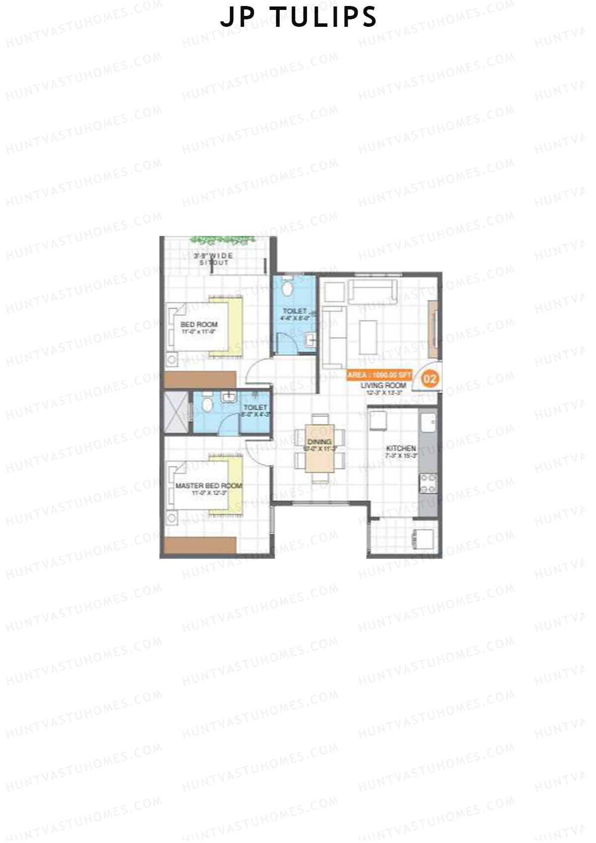 JP Tulips Block B Unit 2 Floor Plan