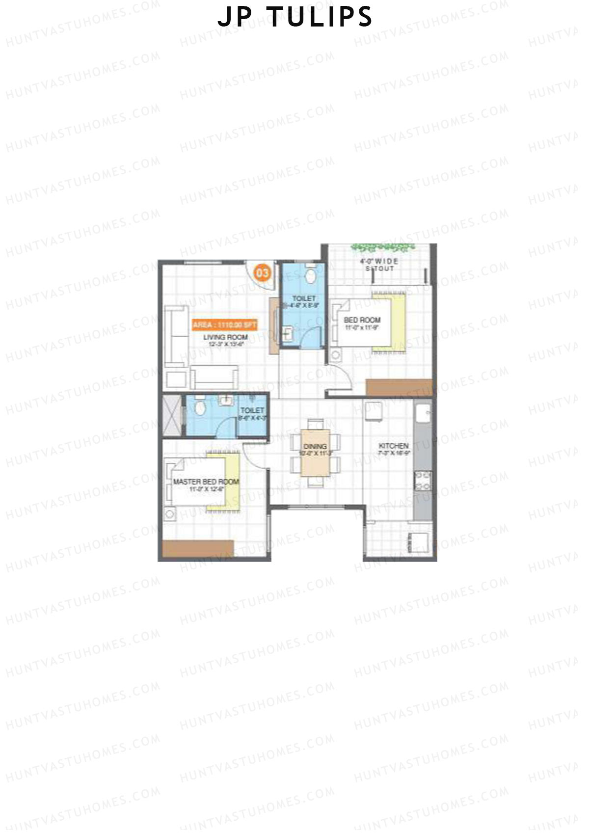 JP Tulips Block B Unit 3 Floor Plan